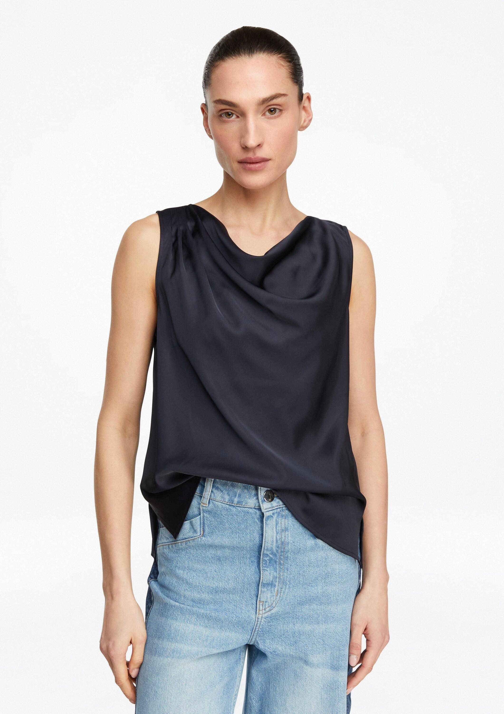 comma Blusentop Bluse Satin-Wasserfall-Top