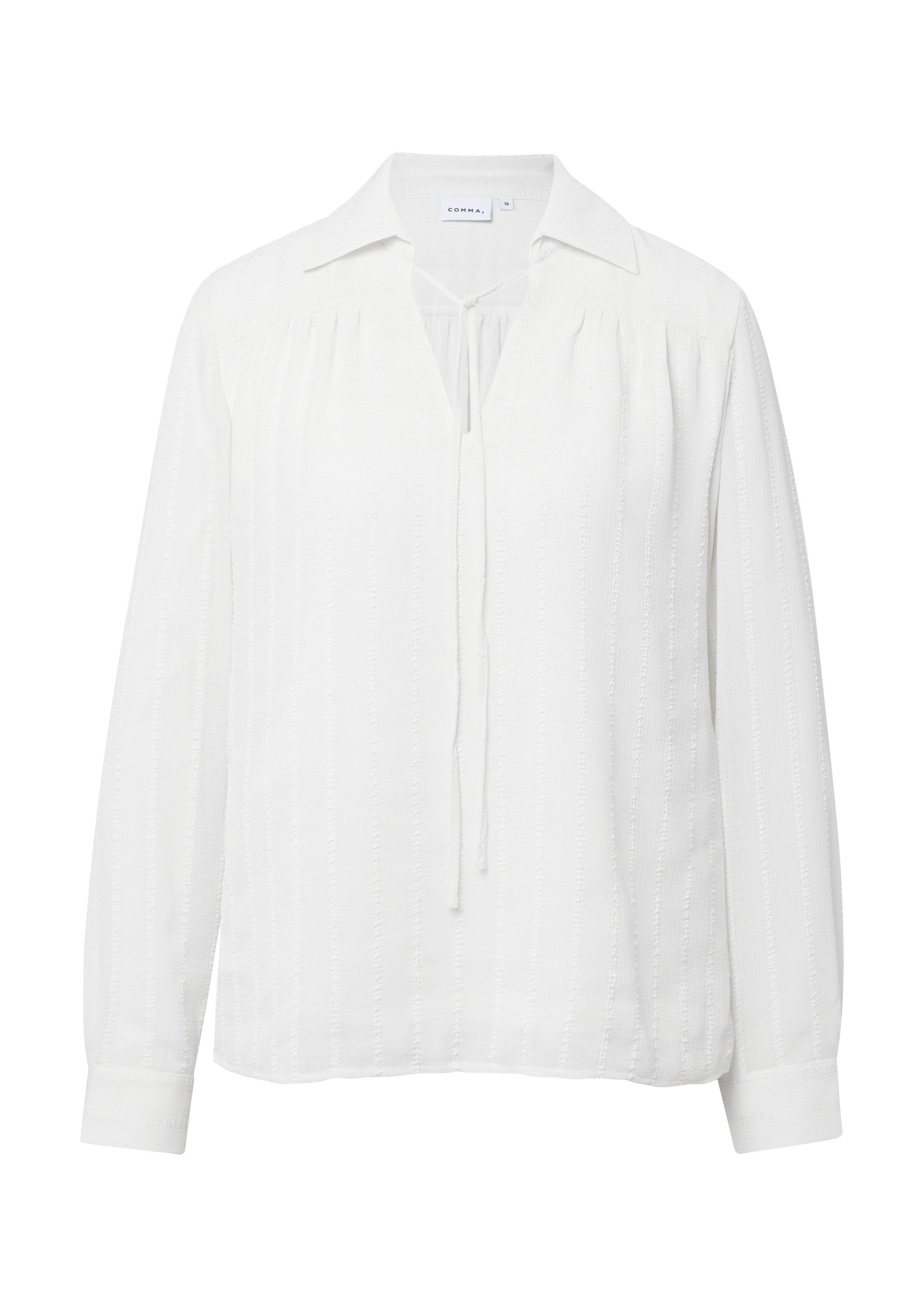 comma Langarmbluse Bluse Feminine Streifenbluse mit Bindedetail günstig online kaufen