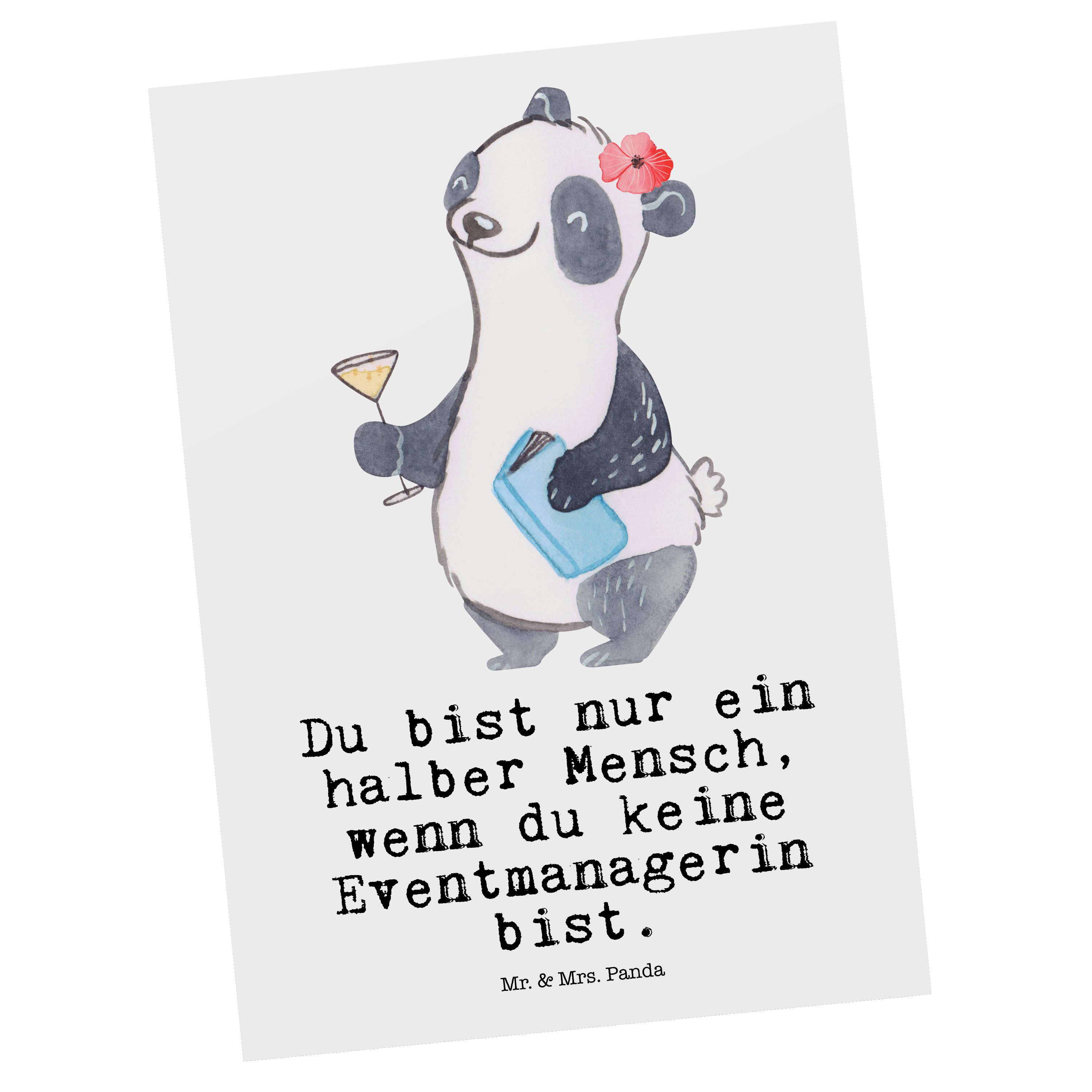 Mr. & Mrs. Panda Postkarte Eventmanagerin mit Herz Weiß Geschenk