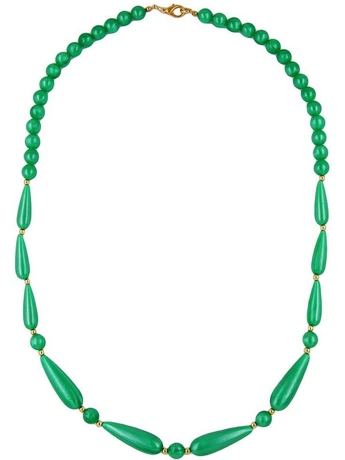 Gallay Perlenkette Kette 8mm Kunststoffperlen seidig-grün 60cm (1-tlg)