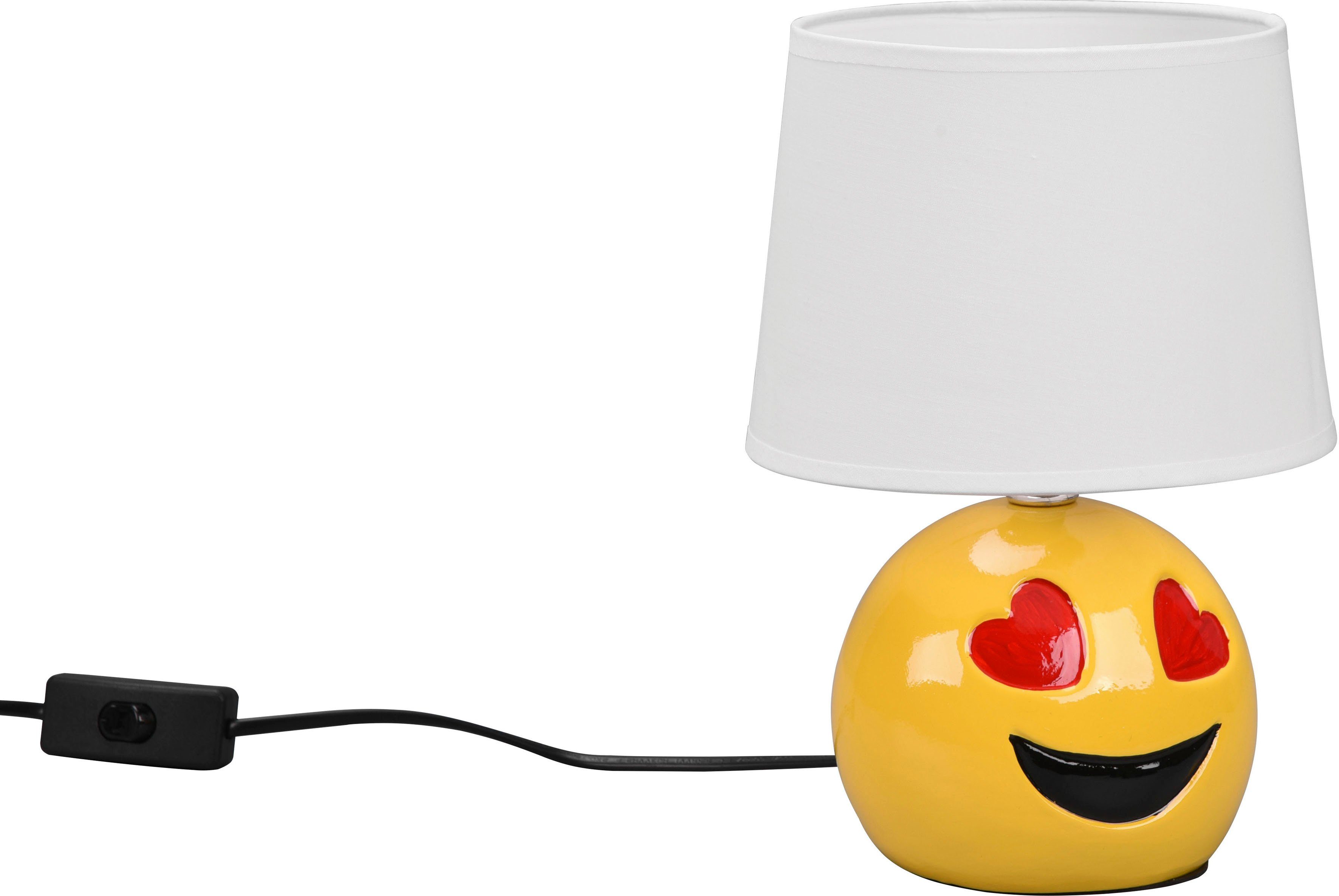 max Lovely, warmweiß exkl Leuchtmittel, Smiley-Look, 18cm Deko Schreibtischlampe - Leuchten ohne Ø Tischlampe 1xE14 10W Schnurschalter kaltweiß, TRIO