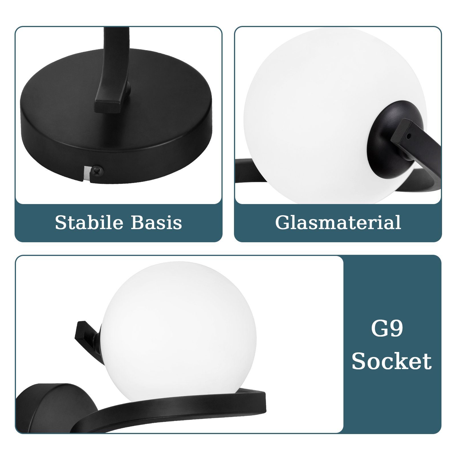 Nettlife Wandleuchte Wandlampe Metall G9 Glas Kugel Lampenschirm, aus Weiß günstig online kaufen