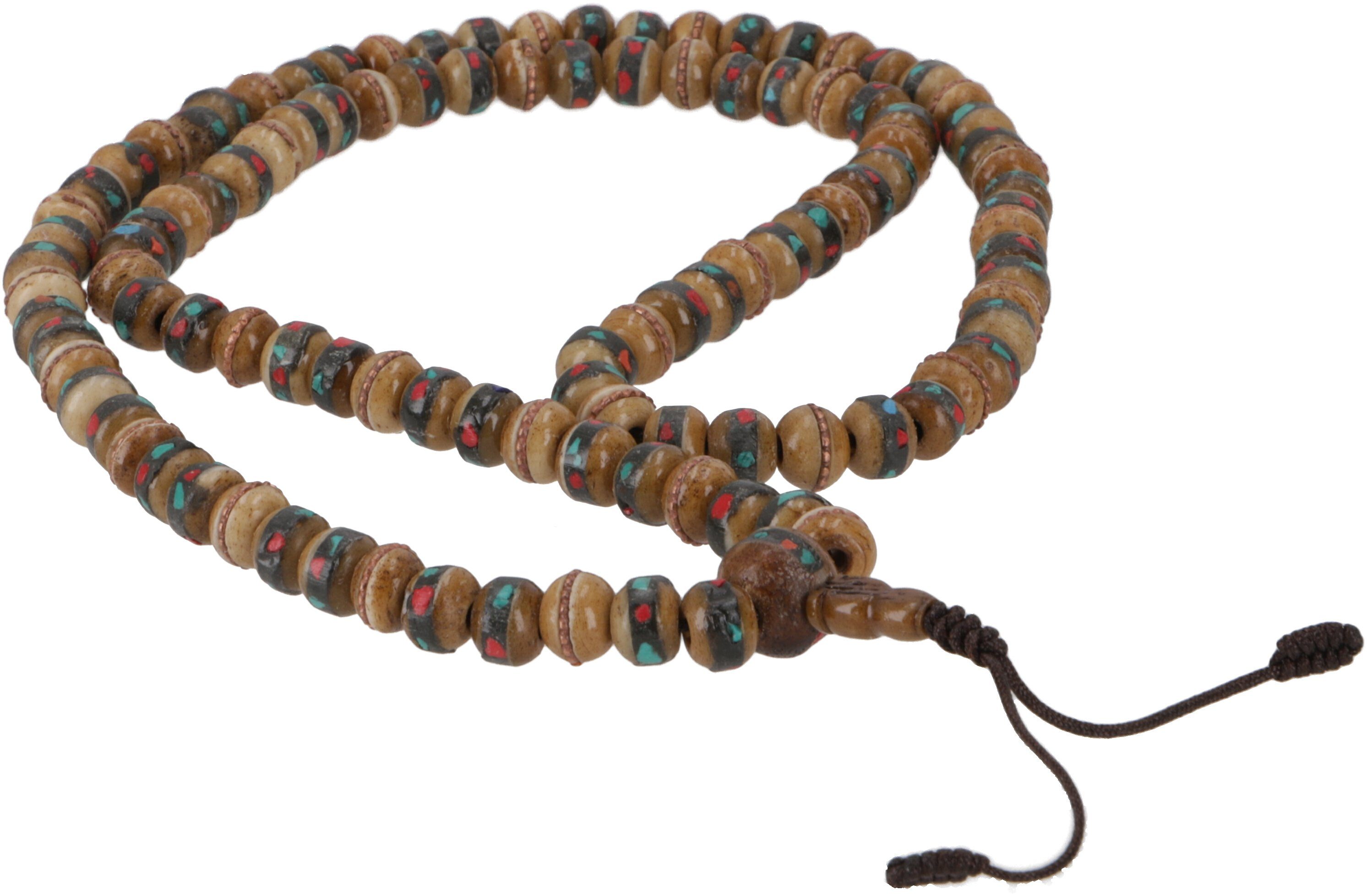 Guru-Shop Perlenkette Tibetische Mala mit verzierten Perlen, Mala aus..