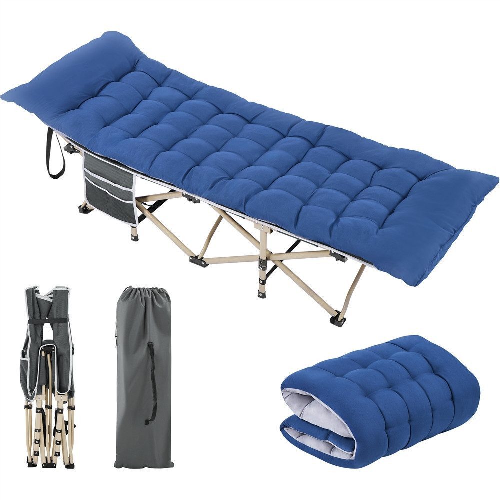 Yaheetech Feldbett Campingbett mit Tragetasche & Seitentasche & Matratze Klappbett bis 150 kg belastbar, 191 × 67 × 56 cm
