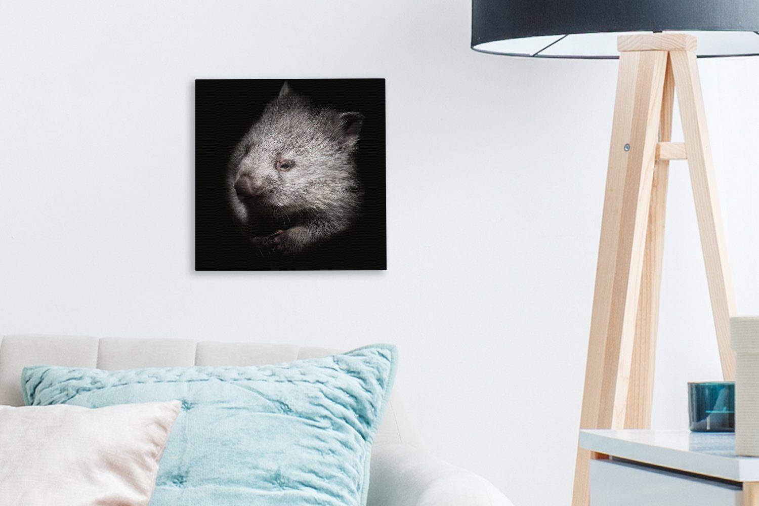 (1 Wohnzimmer Bilder Leinwand Leinwandbild St), Schlafzimmer OneMillionCanvasses® für Ein Schwarz-Weiß-Porträt Wombats, eines