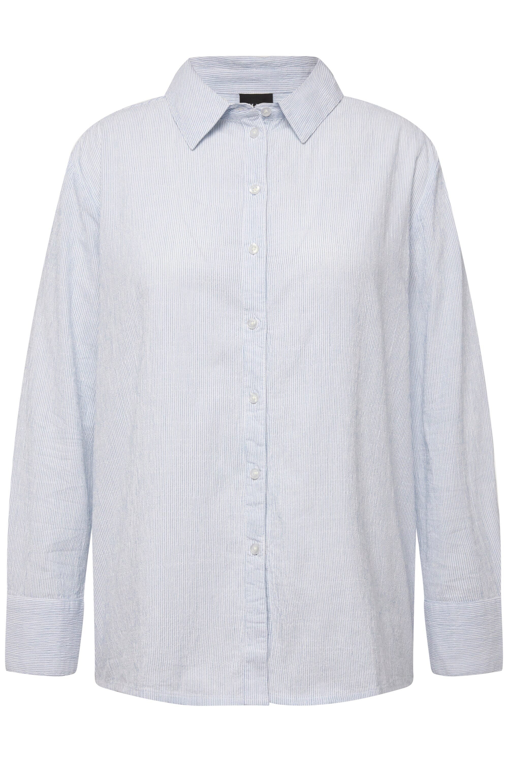 Ulla Popken Hemdbluse Bluse Streifen Hemdkragen Langarm günstig online kaufen