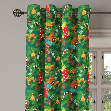 Gardine Dekorative 2-Panel-Fenstervorhänge für Schlafzimmer Wohnzimmer, Abakuhaus, Weihnachten Weihnachten Zubehör Pine