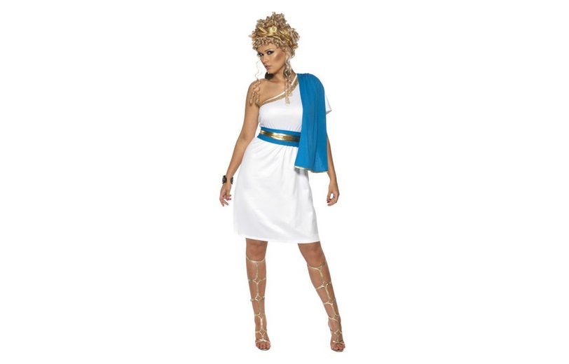 Damen Römische Göttin Kostüm 3-tlg. - Metallic Bandeau Top & Faltenrock Set