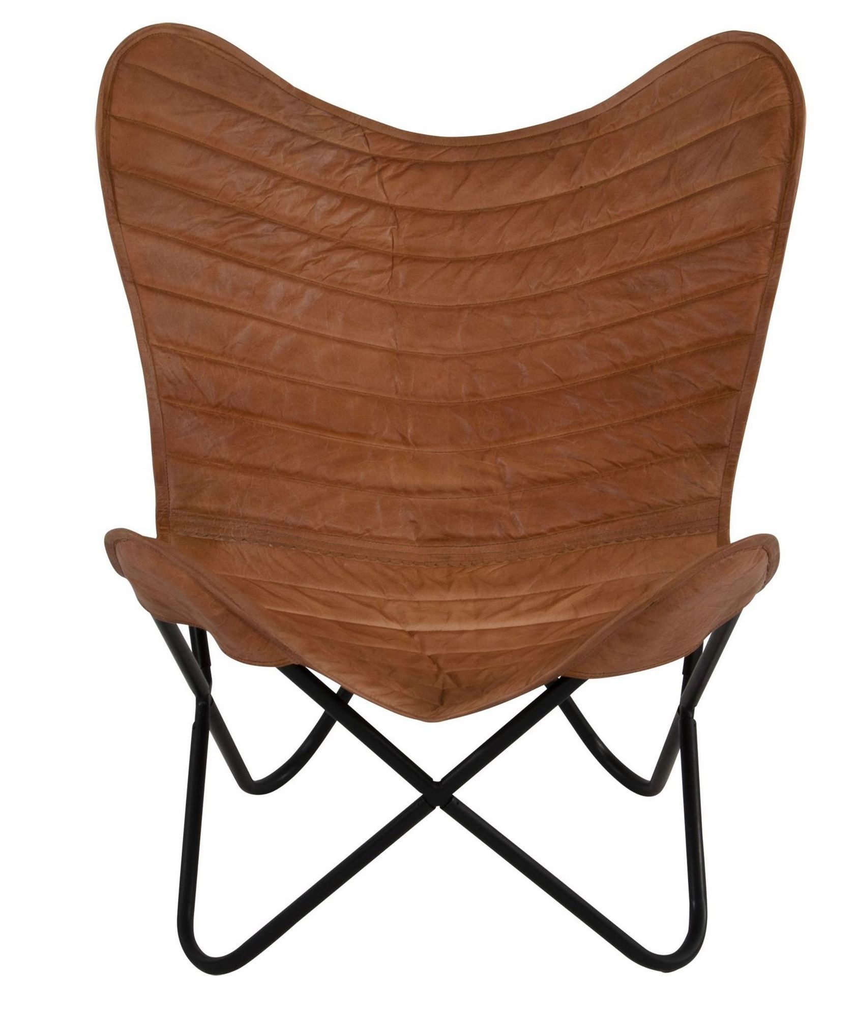 Lesli Living Gartenstuhl Lesli Living Schmetterlingsstuhl aus Ziegenleder "Billy" braun/schwarz