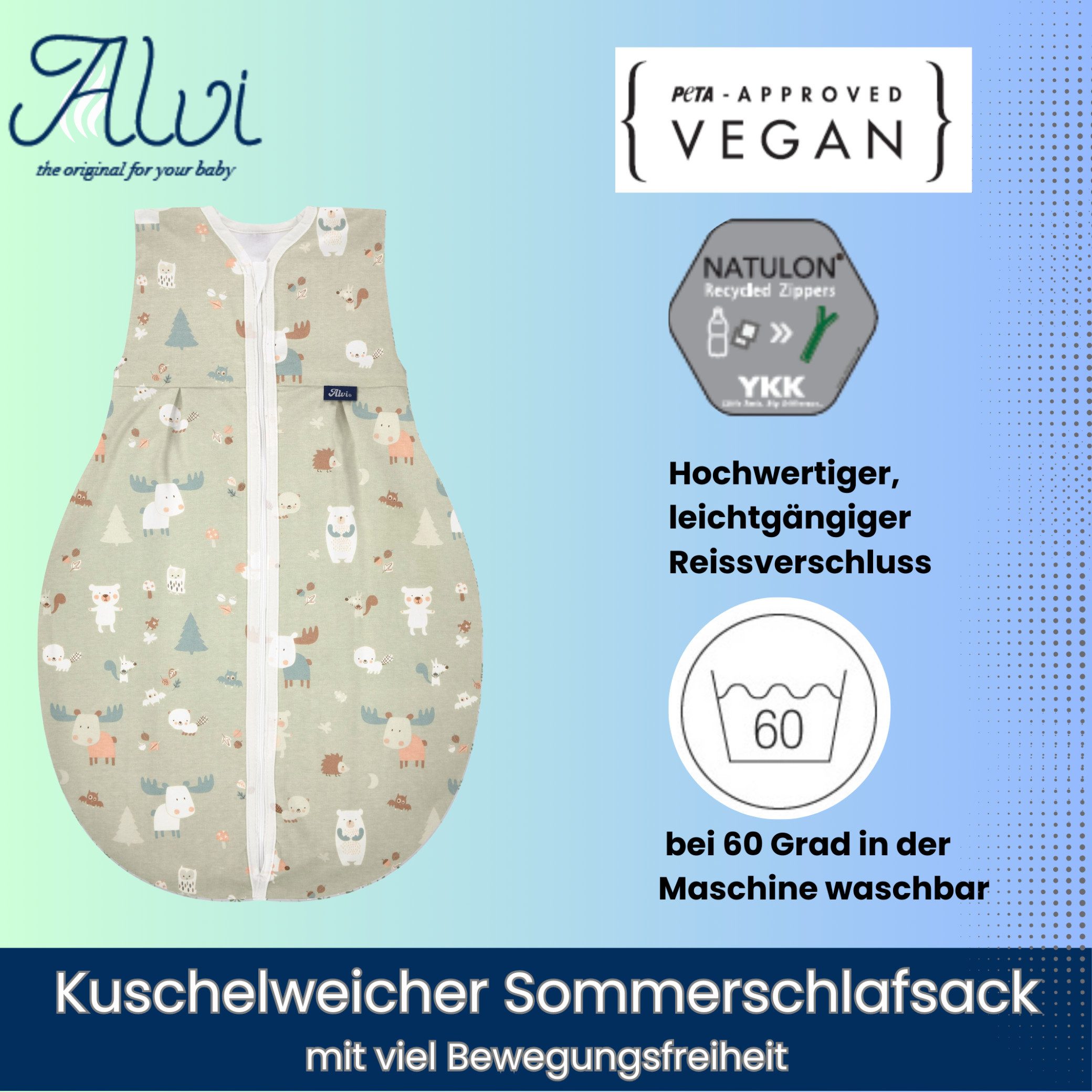Alvi® Babyschlafsack Baby Kugelschlafsack Molton Baby Forest