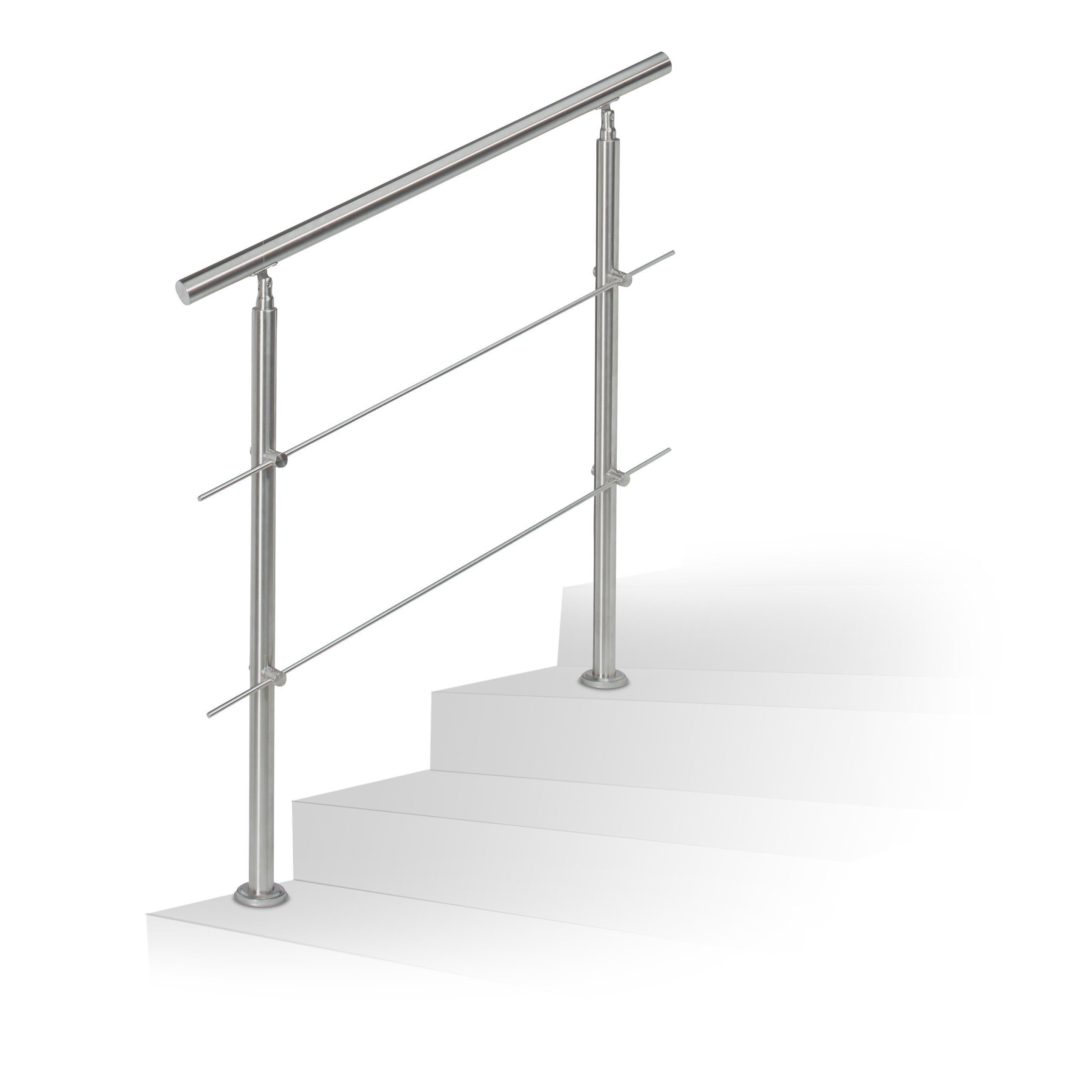 relaxdays Treppengeländer Edelstahl, 100 cm Länge, 108 cm Höhe, mit 2 Pfost günstig online kaufen