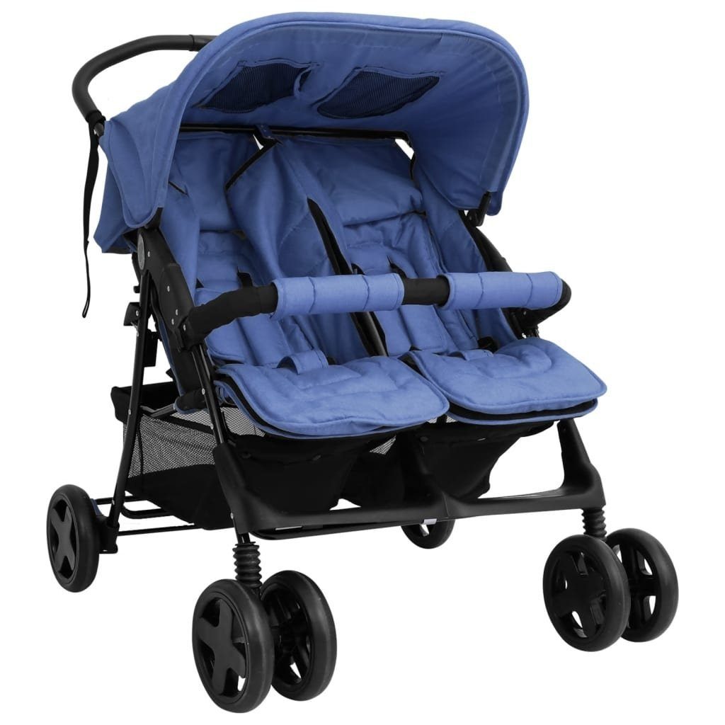 Kinder-Buggy aus Stahl, Leinen in Marineblau