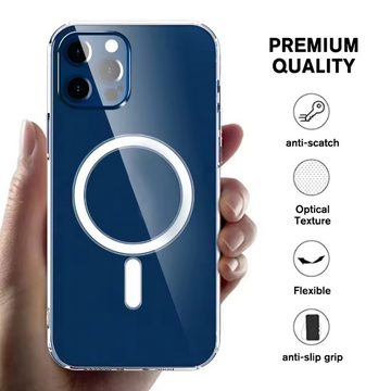 Alpha Electronics Handyhülle MagSafe Hülle für Apple iPhone 12 Pro Case transparent, wireless charging kompatibel, magnetisch