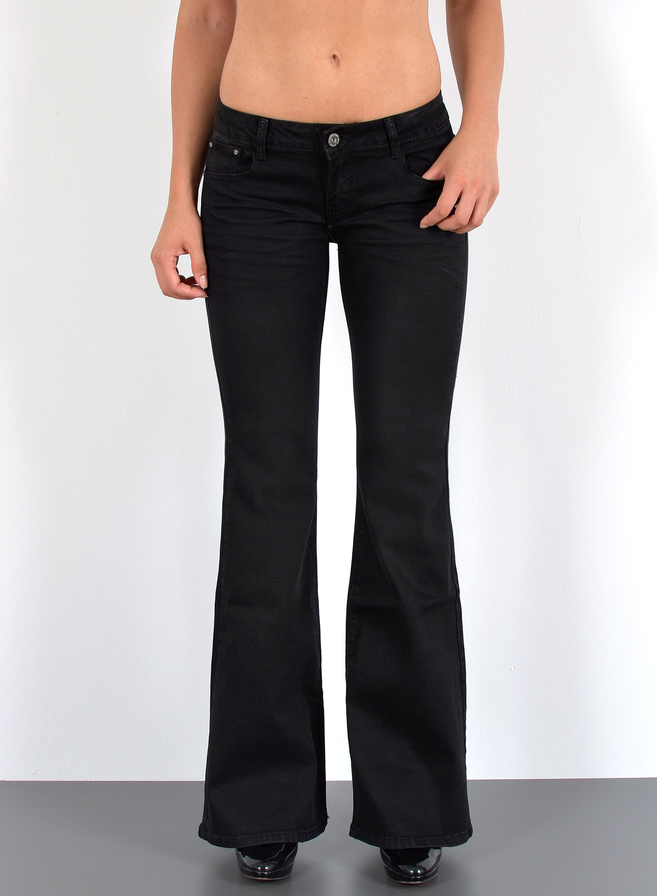 ESRA Bootcut-Jeans Schlaghose Damen Bootcut Jeans Stretch Hose mit niedrigem Bund B4 Damen Jeans Bootcut Hose Flared Leg Jeans Wide Leg Jeans weites Bein