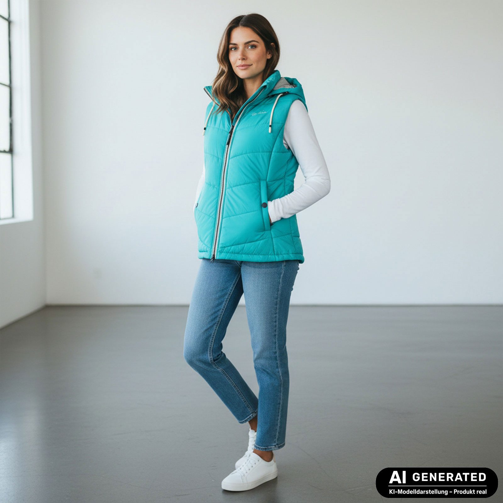 Dry Fashion Steppweste Rügen Damen Weste gesteppt Kapuze - Outdoor Damenweste Windabweisend Kapuze verstellbar & abnehmbar, 2-Wege-Reißverschluss, Seitentaschen
