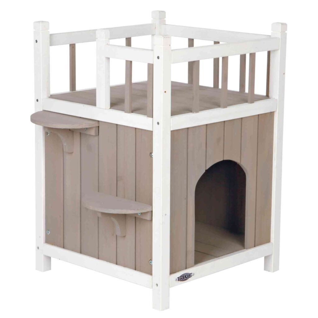 TRIXIE Kratzbaum Cat's Home mit Balkon - grau/weiß - 45 × 65 × 45 cm