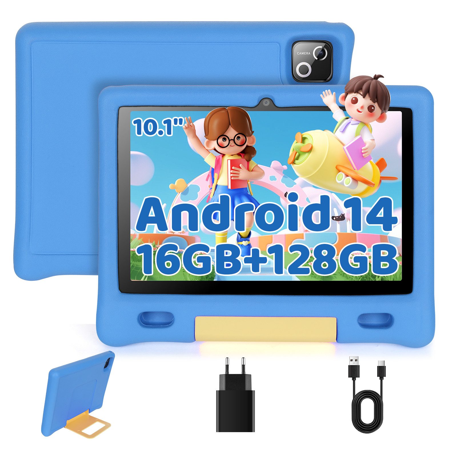 Happybe 10 Zoll Android 14 Octa Core 16 GB + 128 GB + 1 GB TF 5000 mAh Wi-FI 6 Tablet (10", 128 GB)