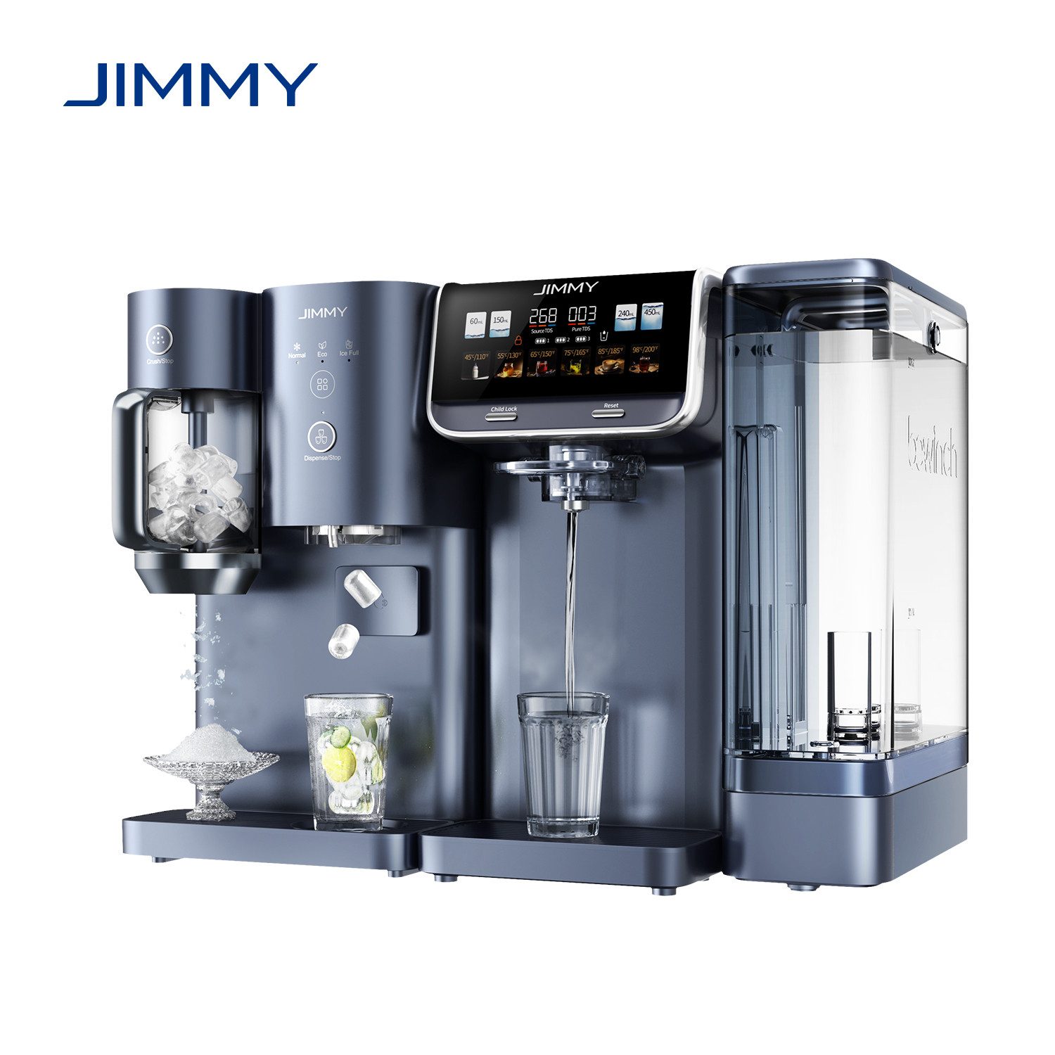 Jimmy Wasserfilter M9 Pro + I9 Osmoseanlage mit Eismaschine, Remineralisierung, Echtzeit-TDS-Anzeige