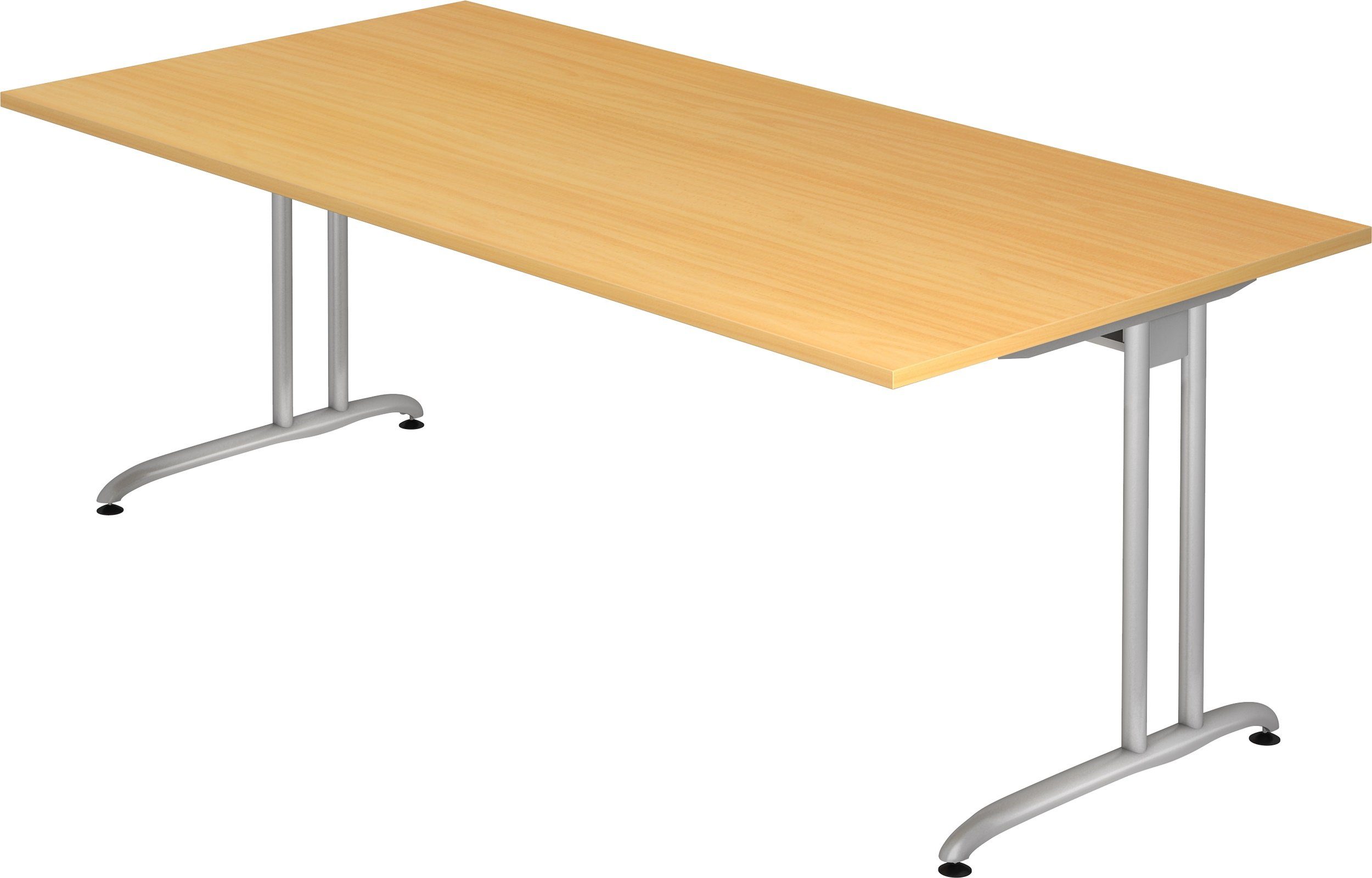Schreibtisch Dekor: 100 bümö x - Rechteck: Buche Schreibtisch Serie-B, 200 cm