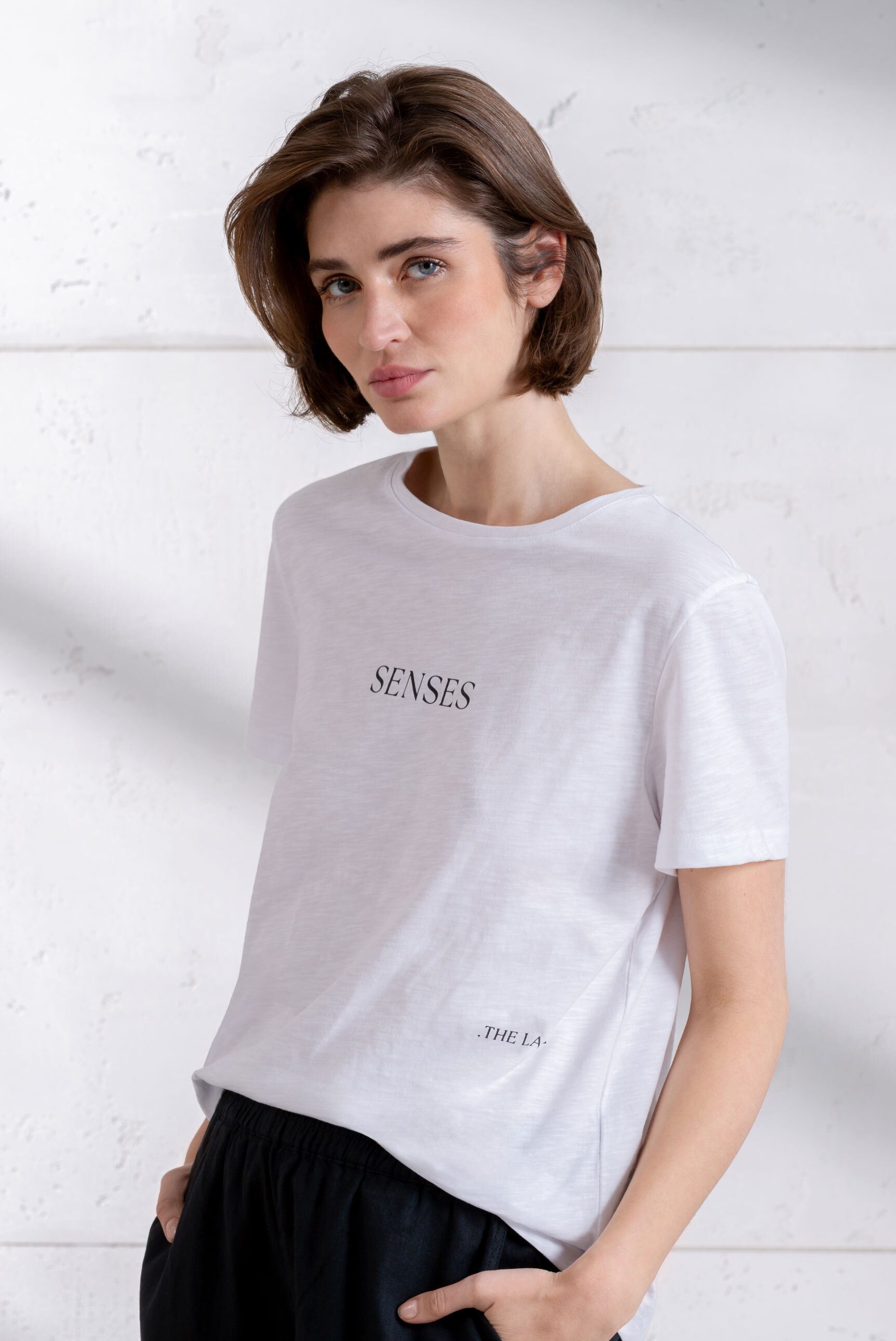 SENSES.THE LABEL Rundhalsshirt aus Baumwolle günstig online kaufen