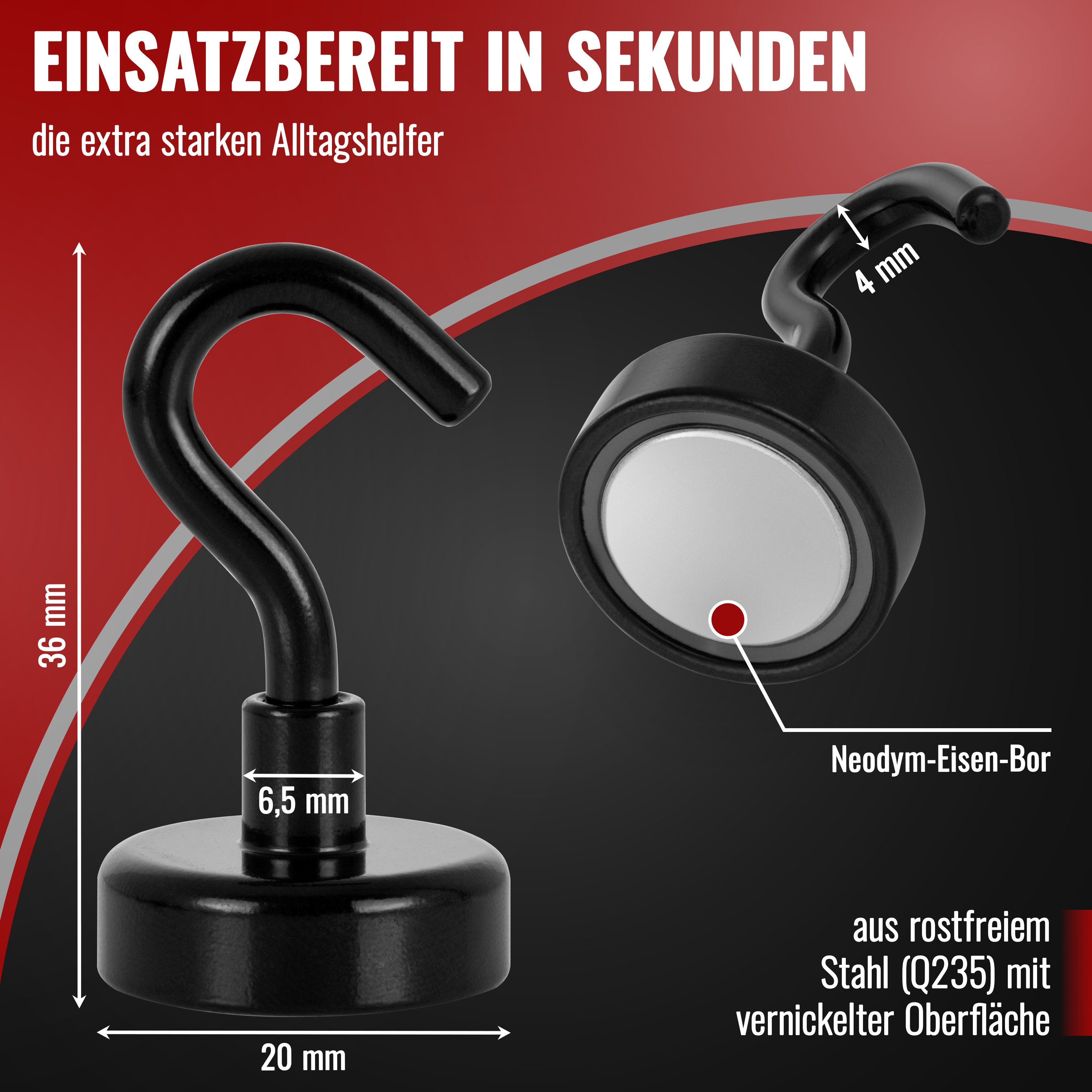 Poppstar Dekomagnet Neodym Magnet-Haken, für magnetische günstig online kaufen