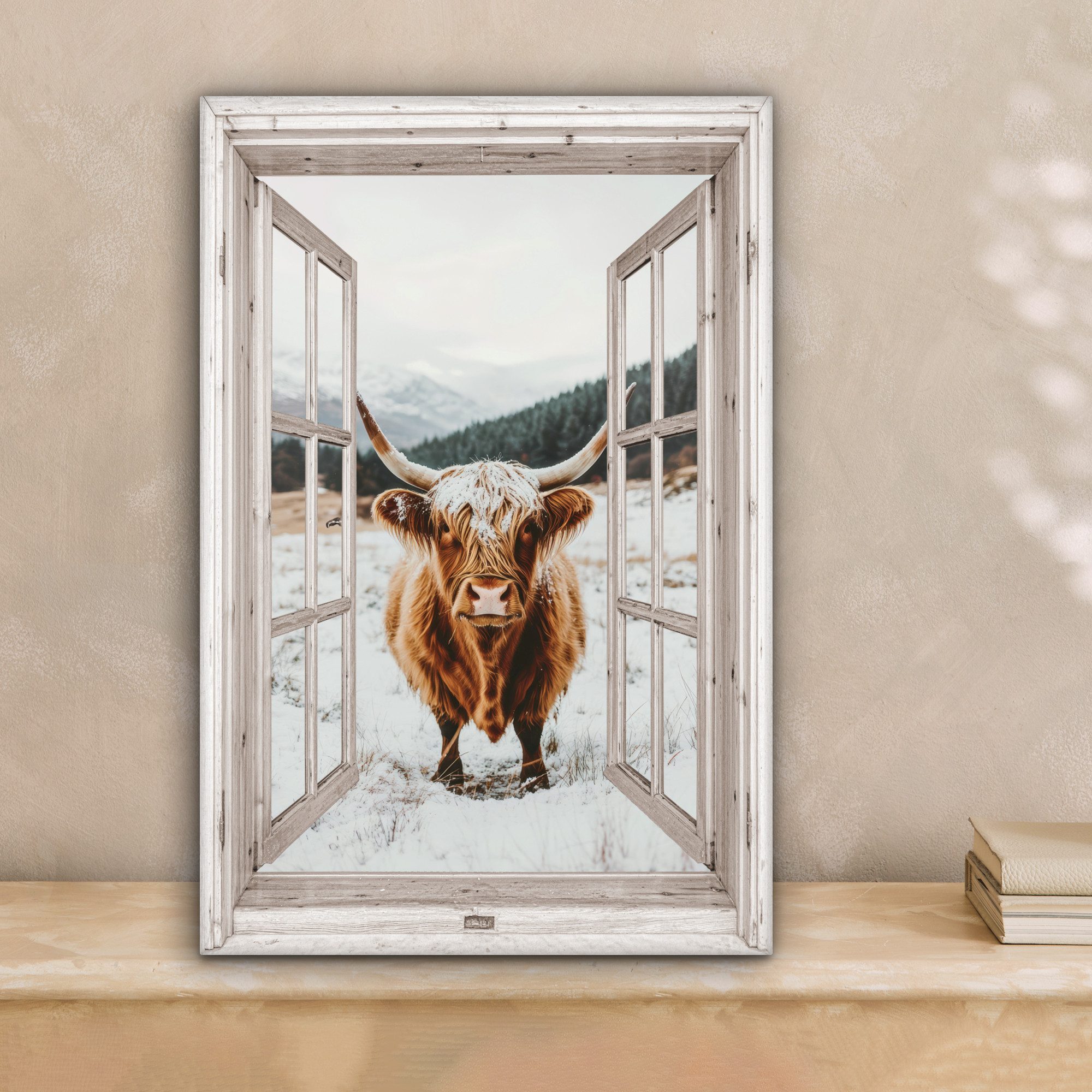 OneMillionCanvasses® Leinwandbild Schottische Highlander - Winterlandschaft günstig online kaufen