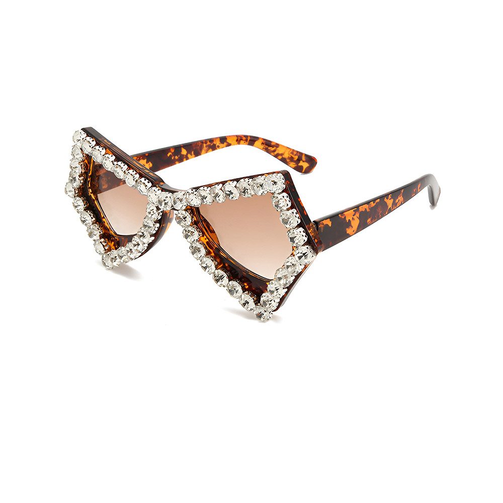 PACIEA Sonnenbrille Damen Faschingsbrille Glitzerrand Breite Bügel UV Schutz