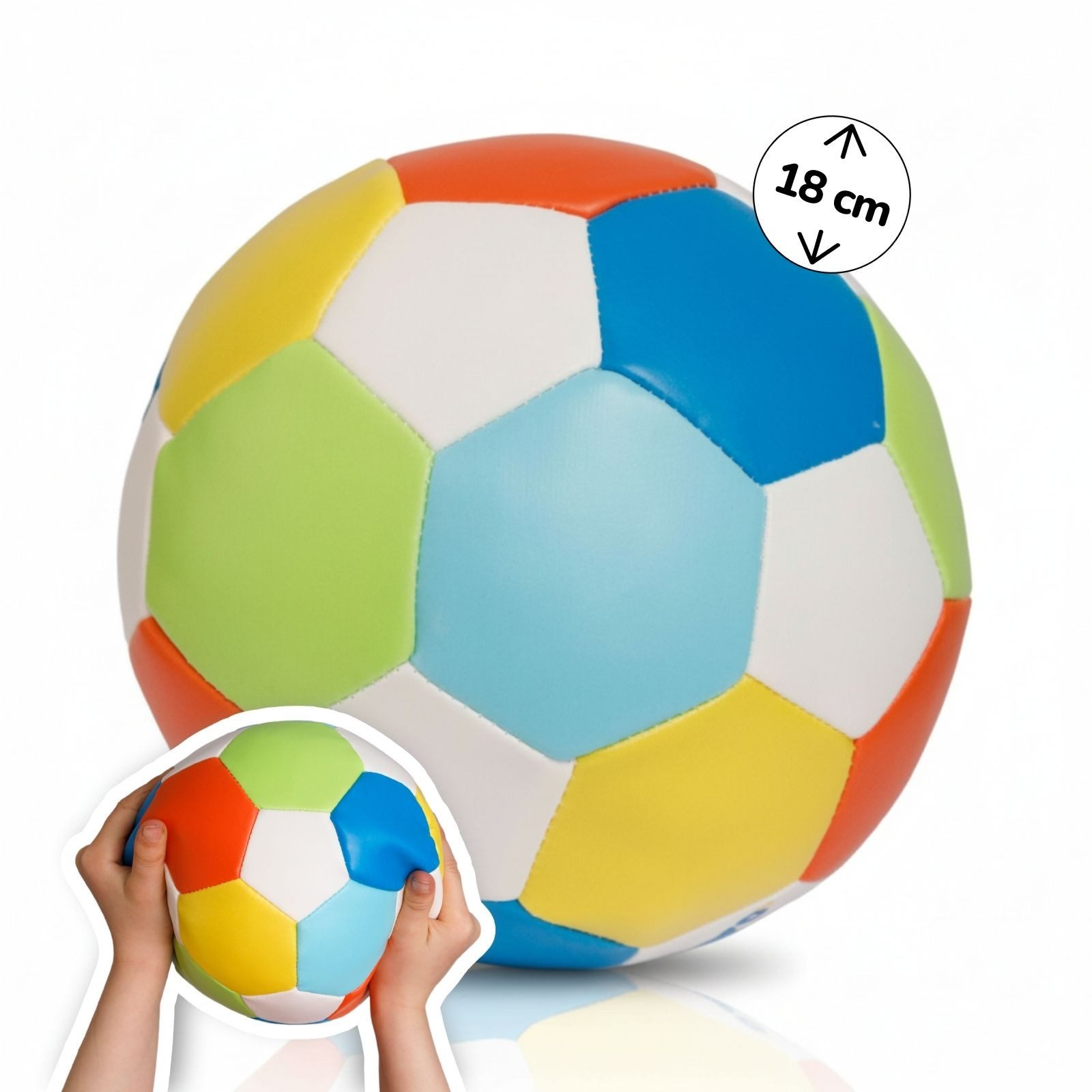 alldoro Softball Ø 18 cm im bunten Fußball-Design für Kinder ab 0 Jahren, Kinderball, extra weich und leicht, Ballspiele für drinnen & draußen