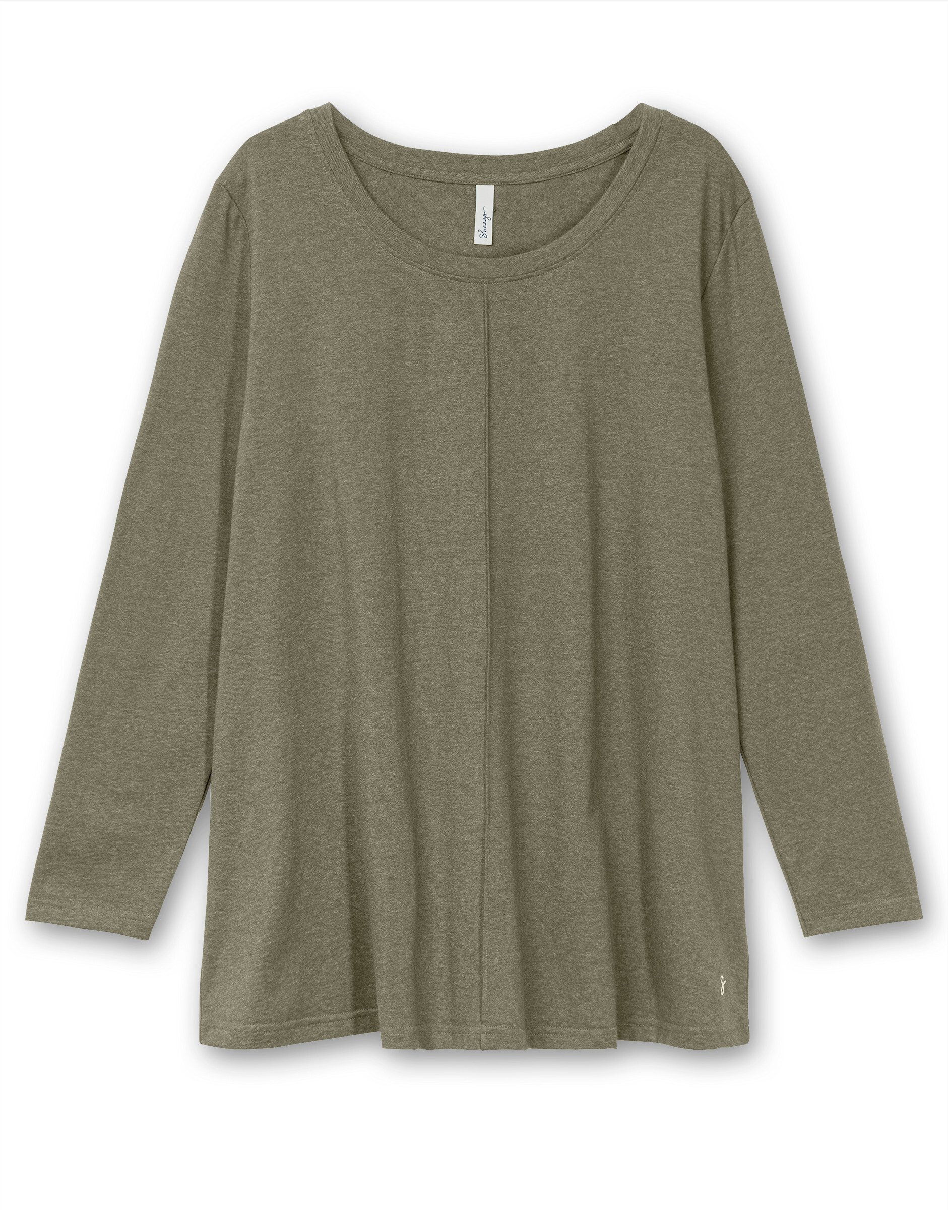 Sheego T-Shirt Langarmshirt Langarm in A-Linie, mit Rundhals