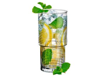 Sendez Cocktailglas 6 Stapelbare Saftgläser 400ml Geriffelte Wasserglas, Glas