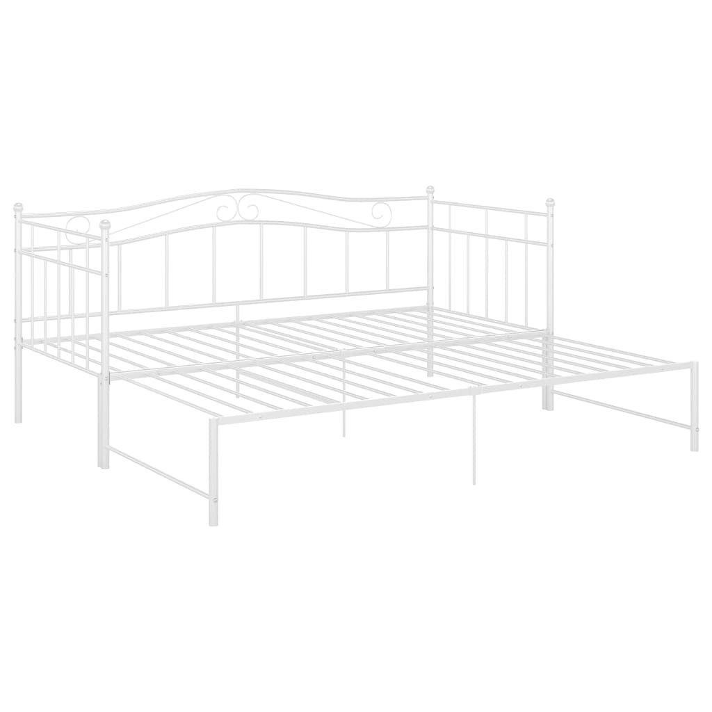 vidaXL Bett Ausziehsofa Bettgestell Weiß Metall 90x200 cm