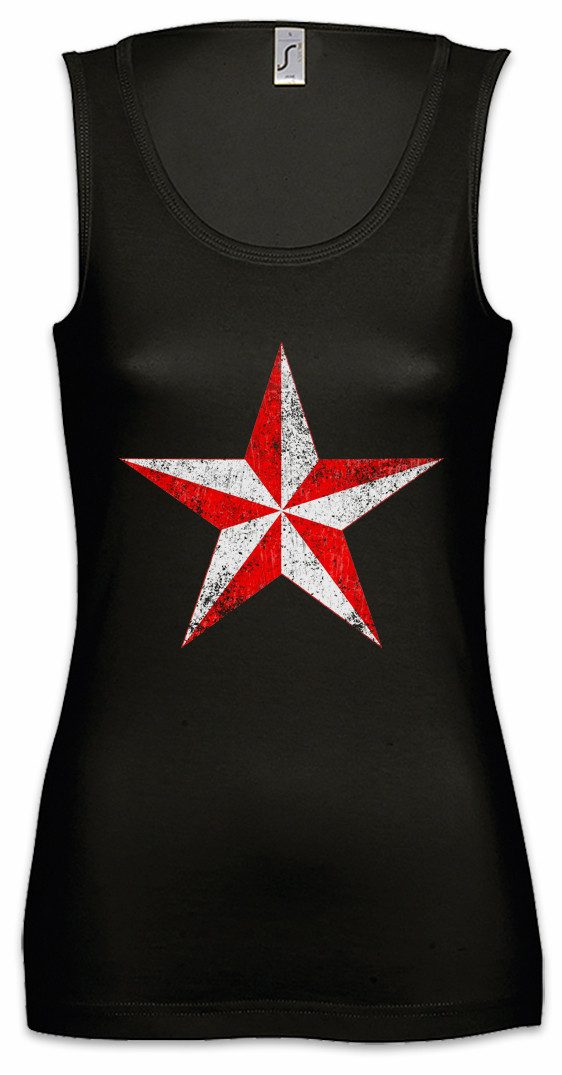 Tanktop Red & White Vintage Nautical Star Ärmelloses Damen T-Shirt Tattoo