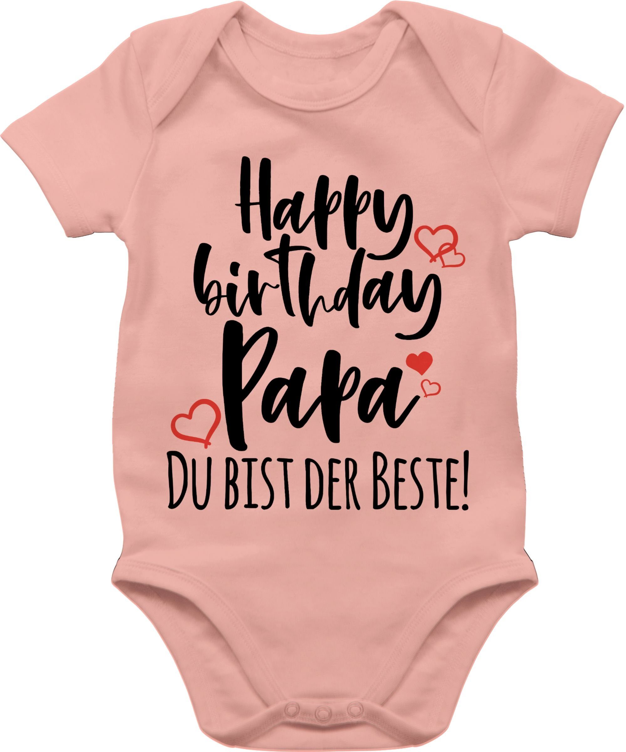 Shirtbody Papa Happy Babyrosa Strampler Mädchen 2 Baby Shirtracer & Junge Birthday