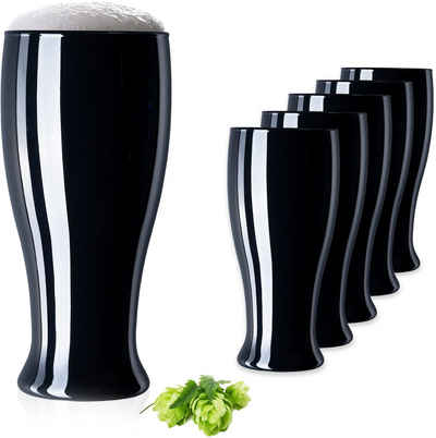 PLATINUX Bierglas »Schwarze Biergläser«, Glas, Set 6 Teilig 400ml (max. 550ml) Bierseidel aus Glas Weizengläser hohes Bierglas
