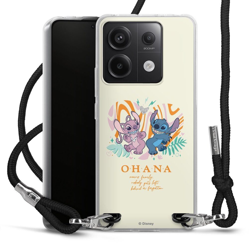 DeinDesign Handyhülle Lilo & Stitch Offizielles Lizenzprodukt Disney Stitch and Angel, Xiaomi Redmi Note 13 Pro 5G Handykette Hülle mit Band Cover mit Kette