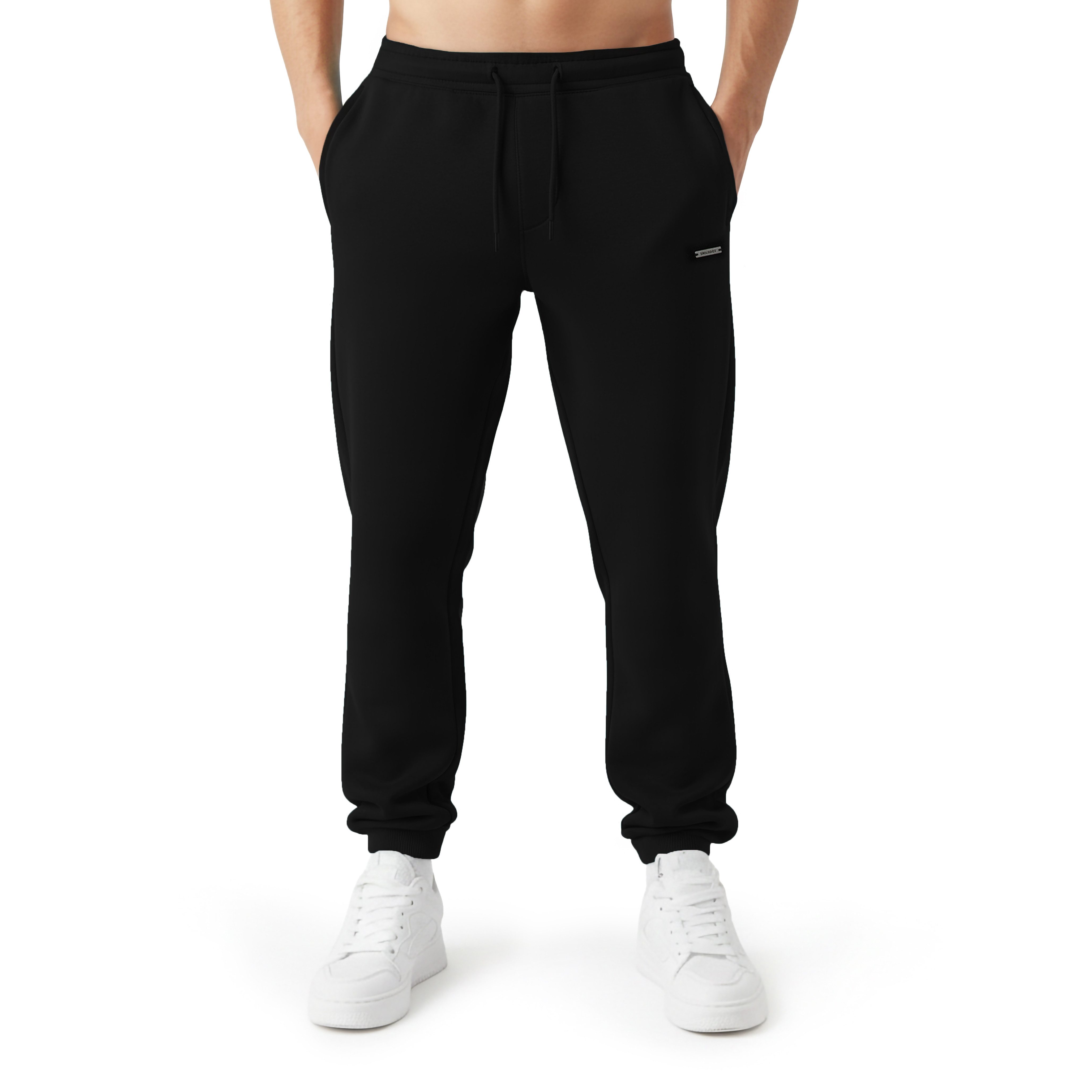 Smilodox Jogginghose Ilyas, Regular Fit Sweathose, Taschen, Metalllabel, weiches Material Jogger Kordelzug am Bund Bequeme Freizeithose Streetstyle Alltag