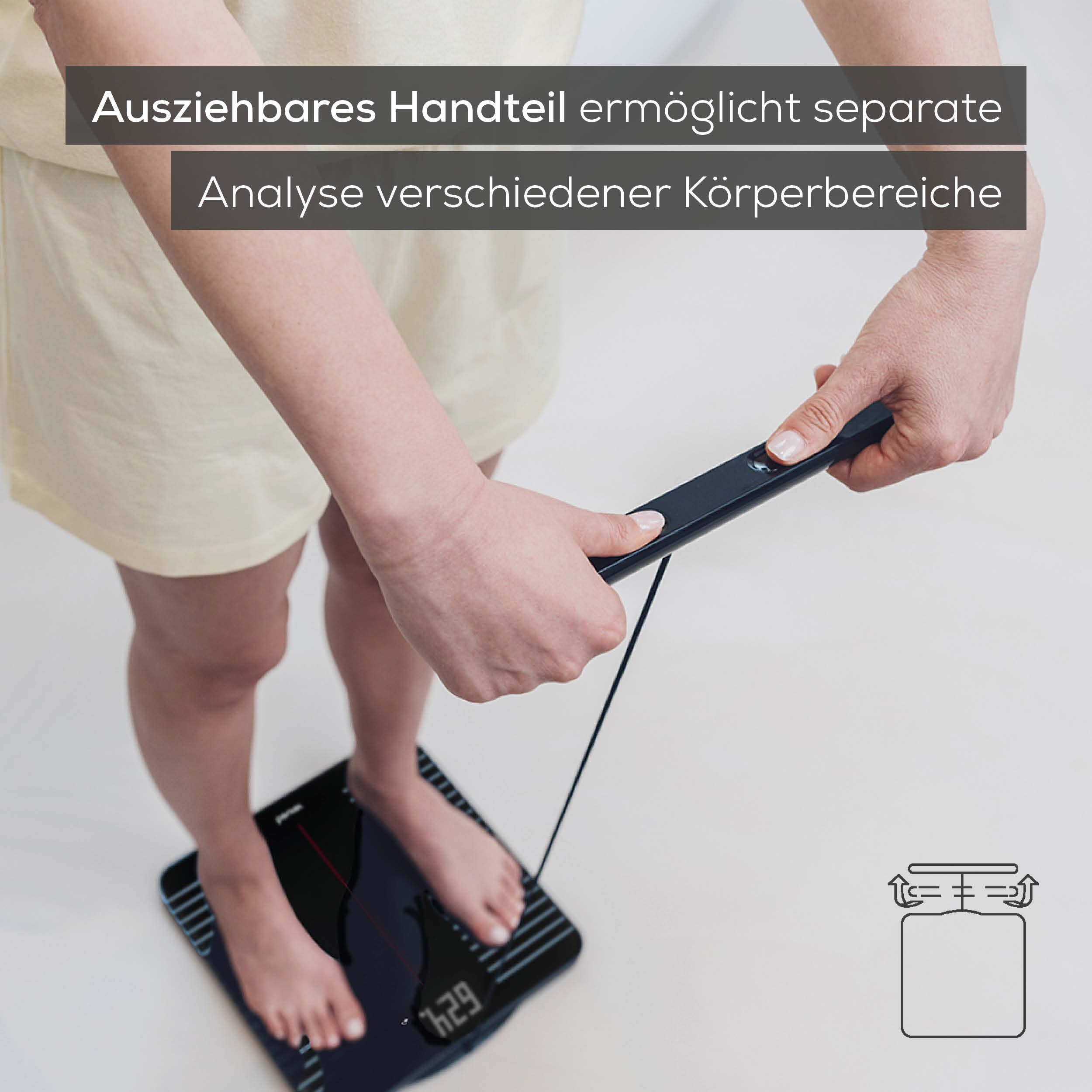 BEURER Körper-Analyse-Waage BF 990 Diagnosewaage zur Ganzkörperanalyse, 180 kg, App-Verbindung, Mit Handsensoren und App-Anbindung via WIFI/Bluetooth, 25 Messwerte