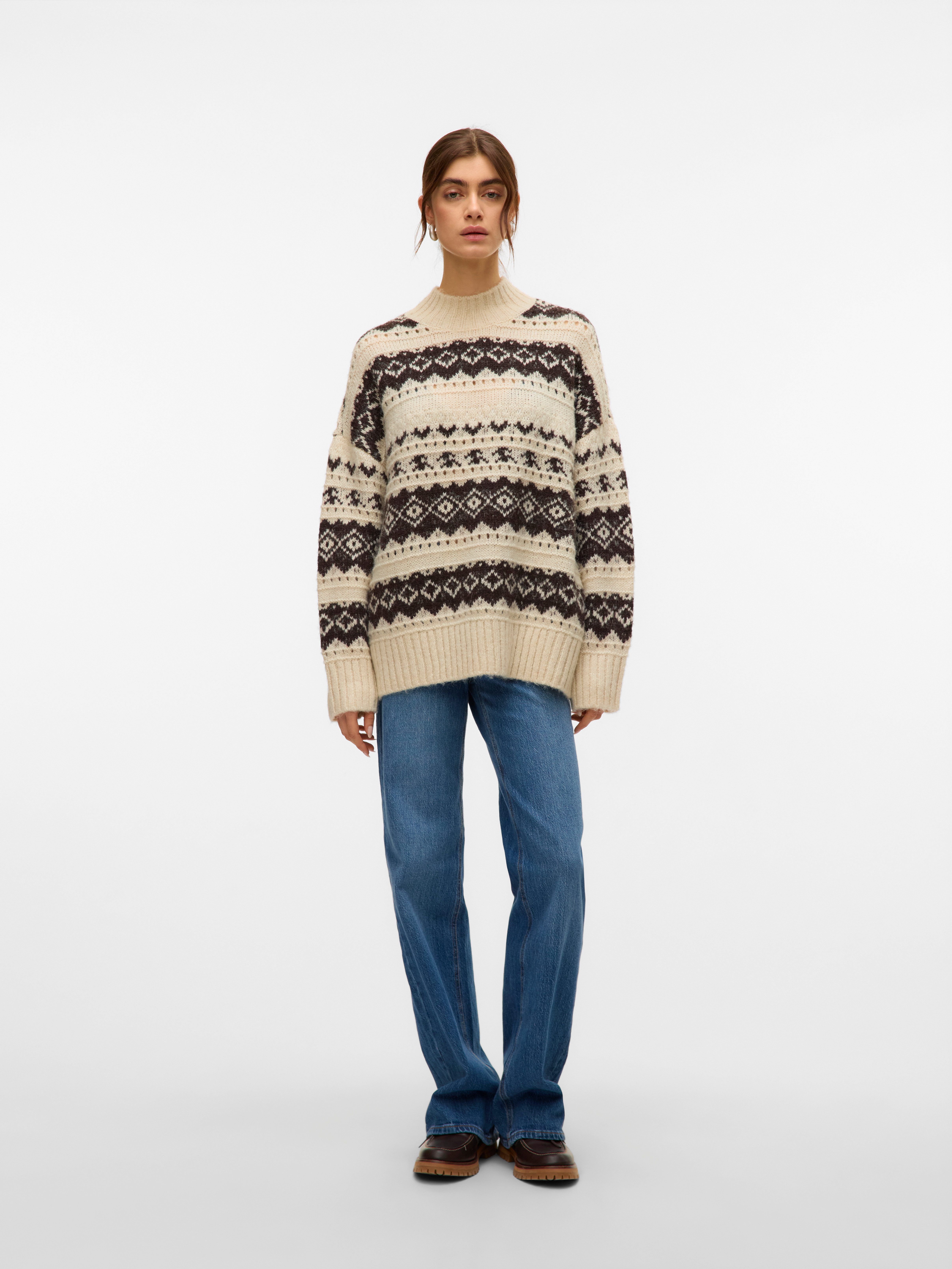Vero Moda Strickpullover VMAMPLE LS HIGH NECK PULLOVER BOO