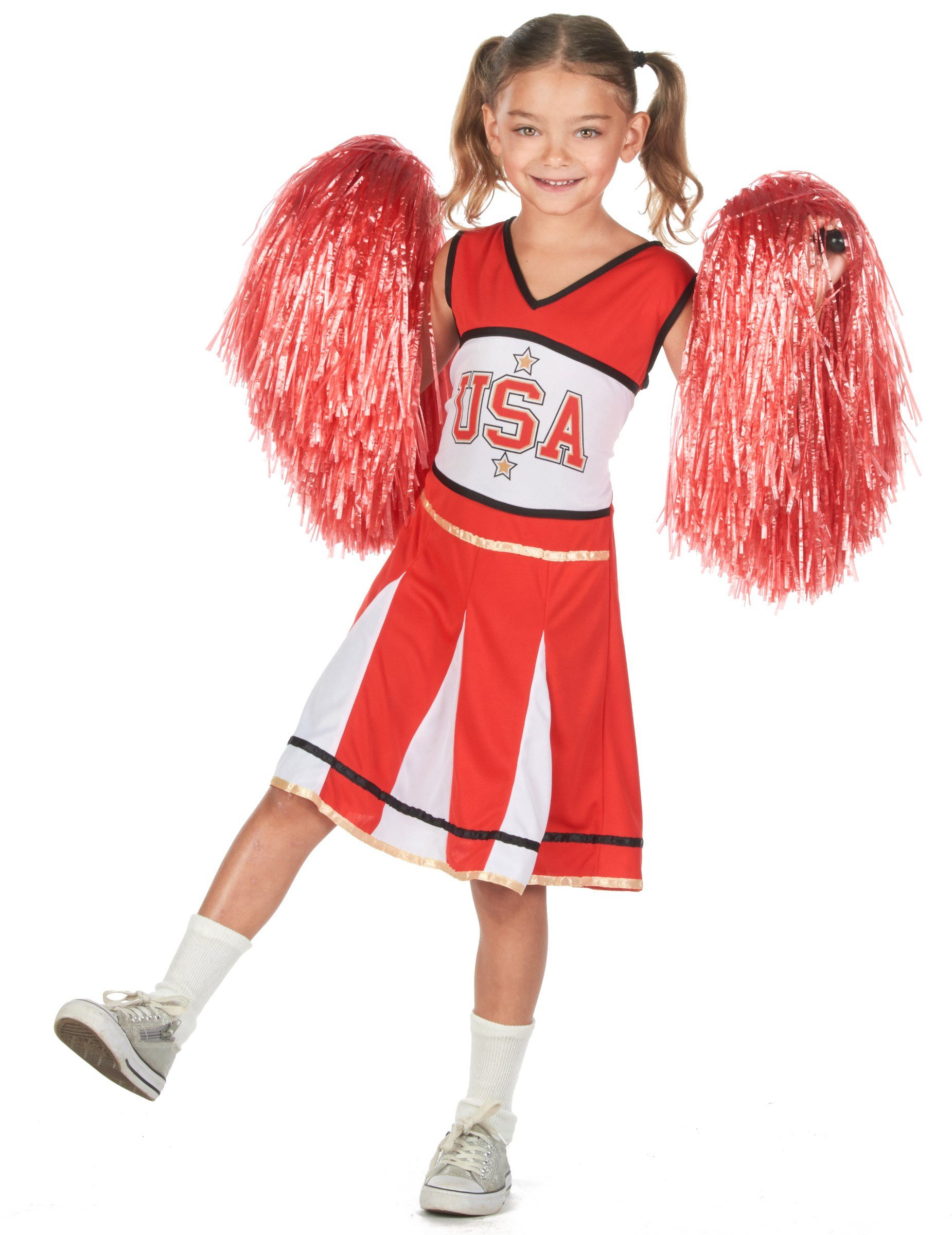 JADEO Kostüm Cheerleader-Kostüm USA für Mädchen rot-weiss-schwarz