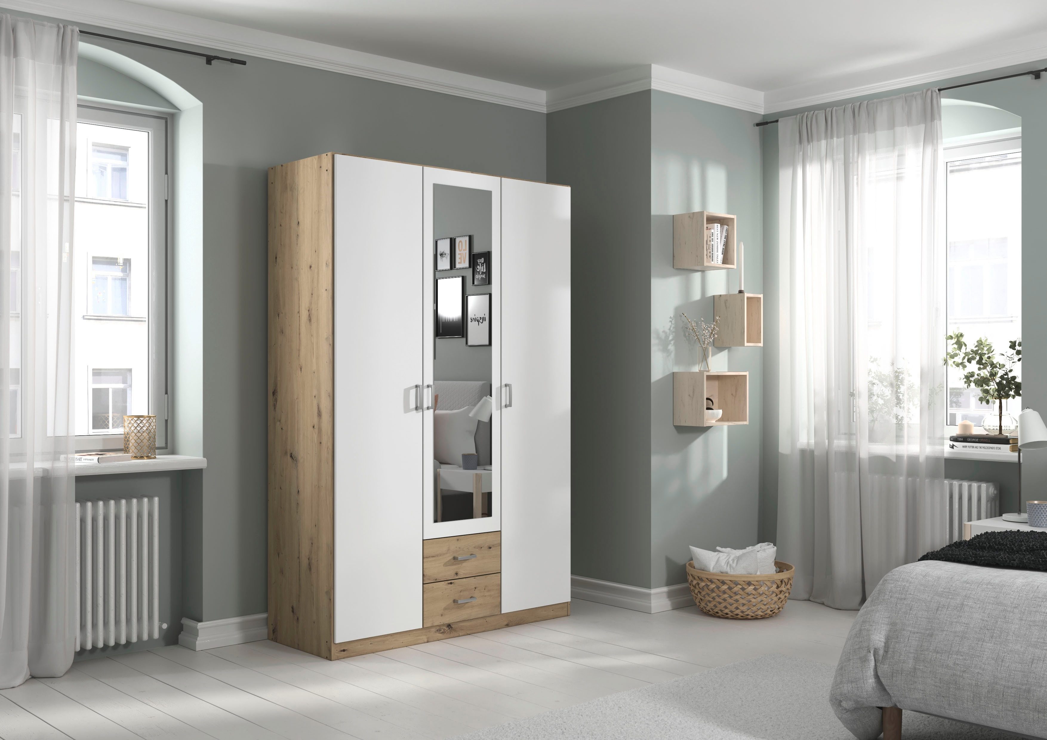 rauch Kleiderschrank Schrank Garderobe Ankleide GAMMA Breiten 91/136/181/226/271/315/360 cm (in 3 Ausstattungen BASIC/CLASSIC/PREMIUM (inkl. SOFT-CLOSE-Funktion – Bild 2 von 5