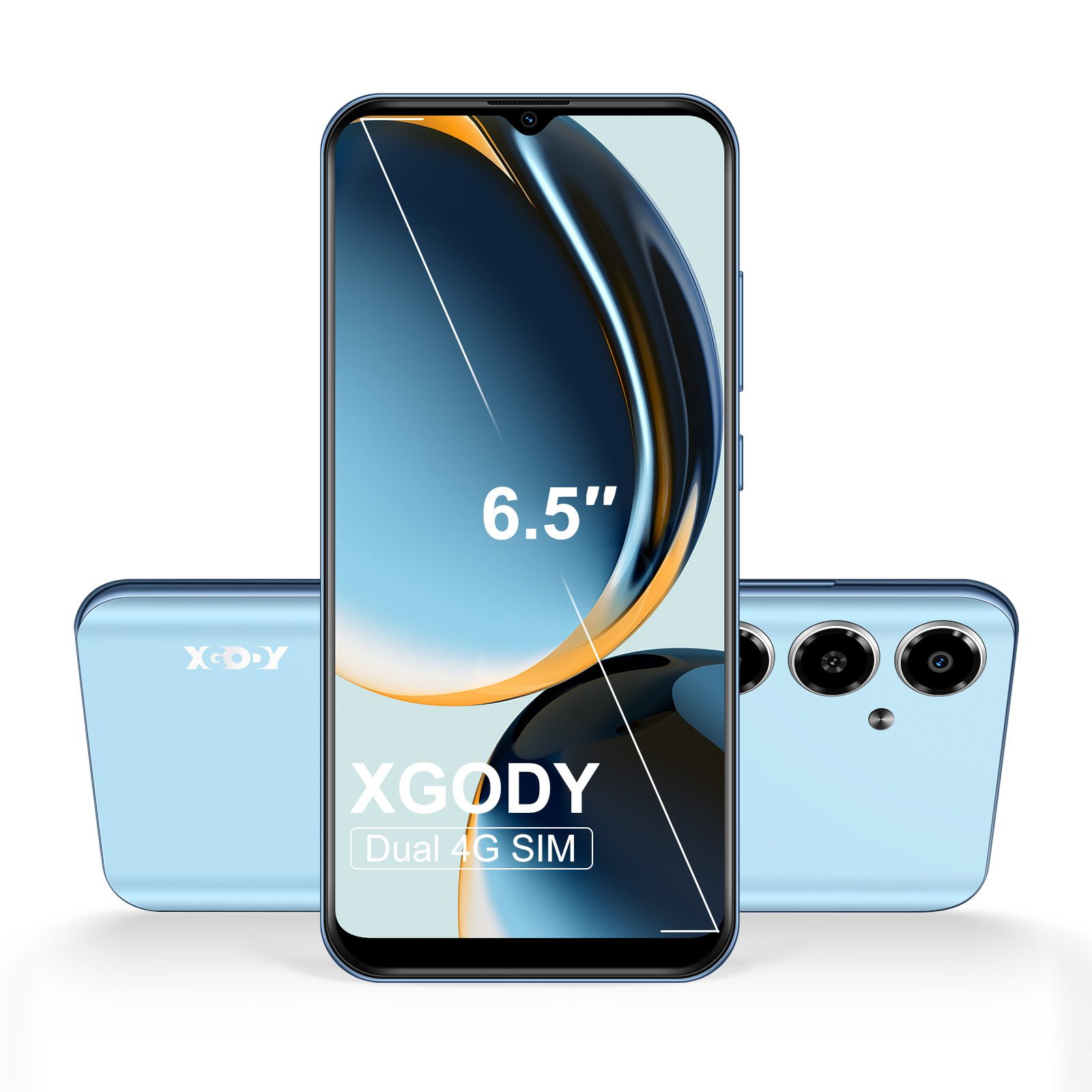 XGODY V50, 4G Quad Core,4 GB RAM+64 GB ROM Smartphone (16,76 cm/6.6 Zoll, 4 GB Speicherplatz, 15 MP Kamera, Face ID, Dual SIM GPS)