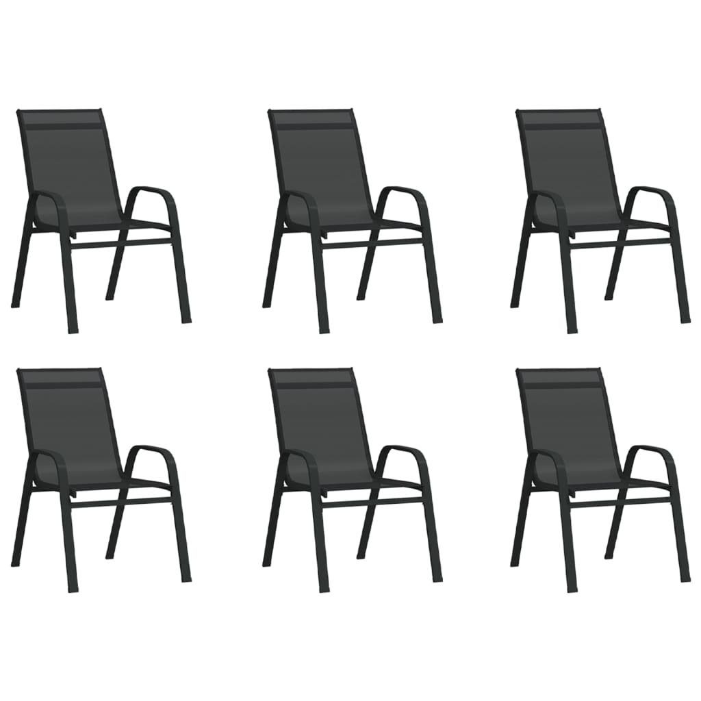 furnicato Gartenstuhl Stapelbare Gartenstühle Textilene 6 Schwarz Stk