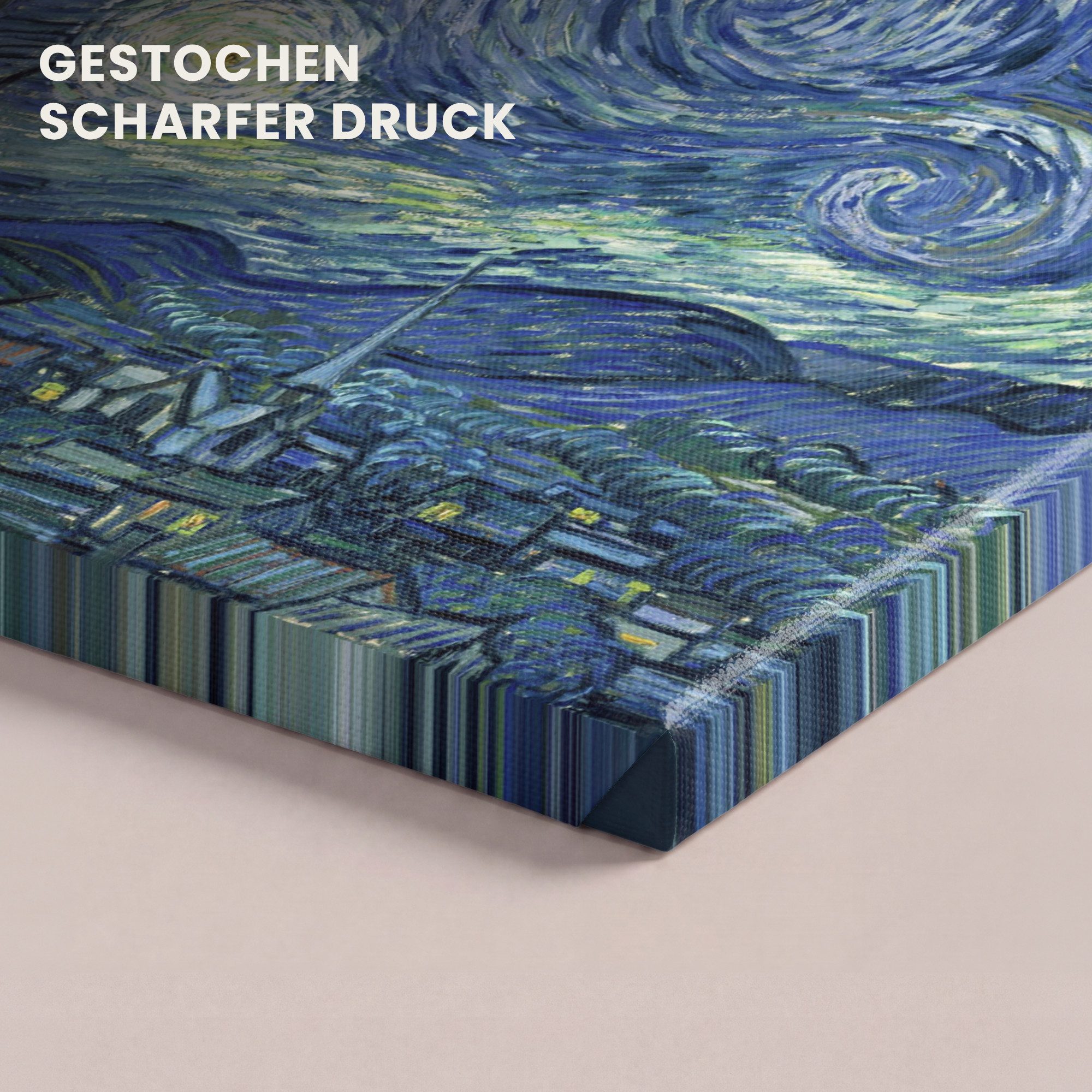 OneMillionCanvasses® Leinwandbild Sternennacht - Kunstdrucke - Alte Meister - Vincent van Gogh, Fotodruck (1 St), Wandbild, Deko Schlafzimmer Wohnzimmer Flur 20 – Bild 3 von 5