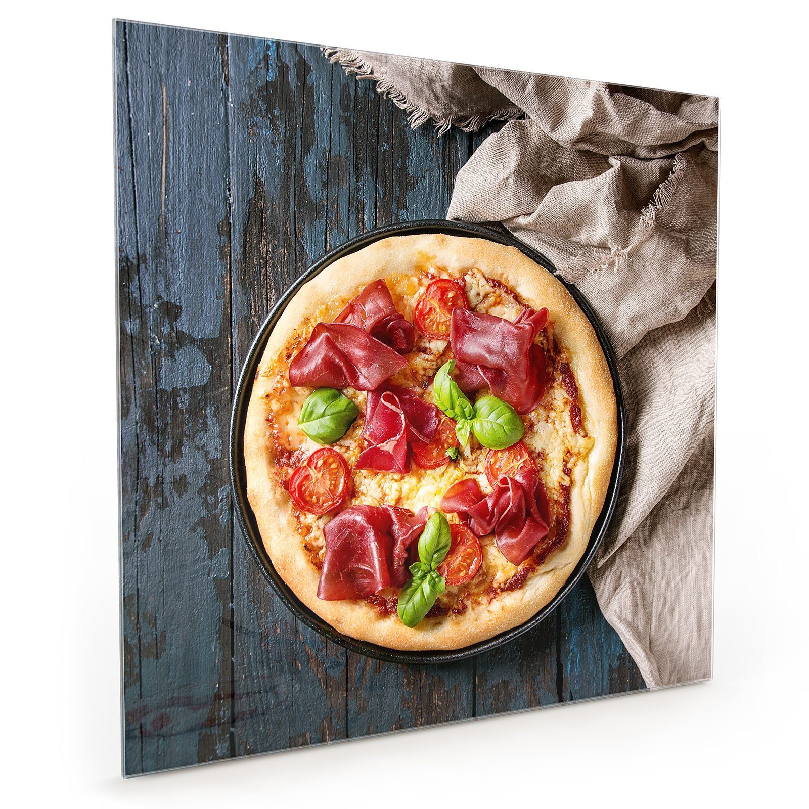 Primedeco Küchenrückwand Küchenrückwand Spritzschutz Glas mit Motiv Pizza klassisch