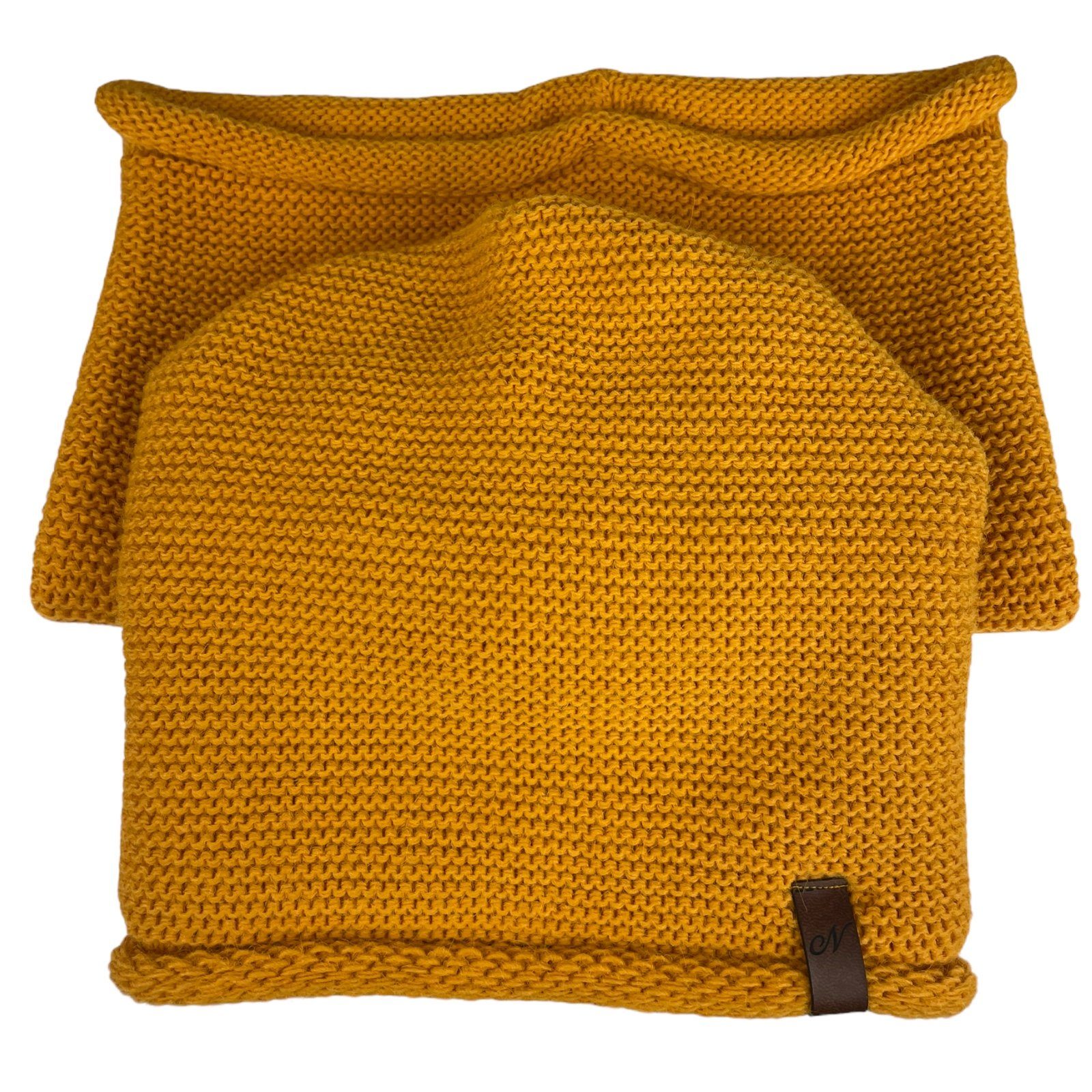 Taschen4life Beanie Mütze & Schal - N-Set unisex (2 teilig, Long-Beanie & Loop-Schal) für Damen und Herren, Strick uni einfarbig, klassisch modischer Stil