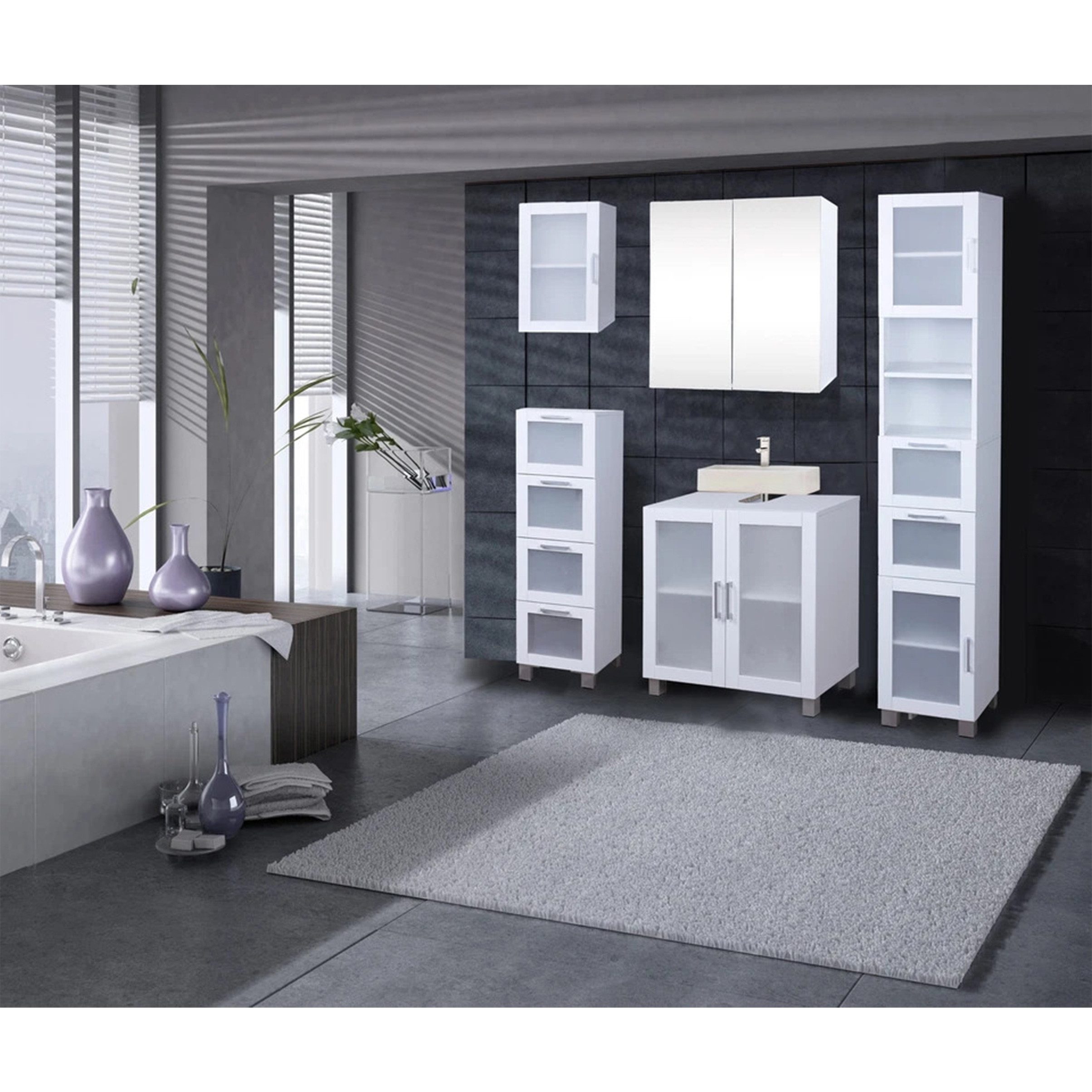 Happy Home Beistellschrank Weißer Badschrank 4 Schubladen, schmal & platzsp günstig online kaufen