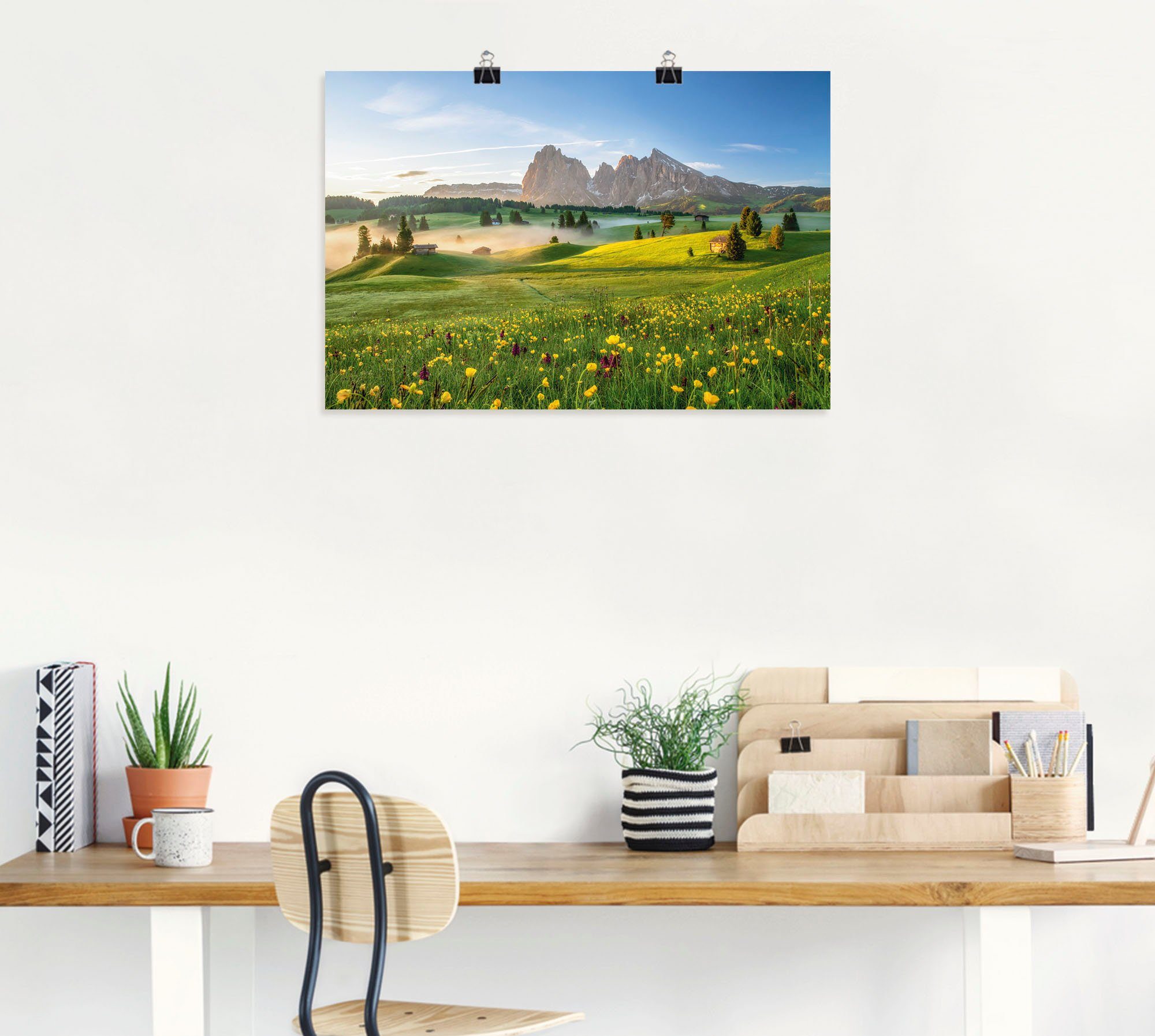 Artland Wandbild Seiser Alm, Frühling in (1 Wandaufkleber auf Alubild, Poster St), als Alpenbilder Größen Leinwandbild, der oder & Berge versch