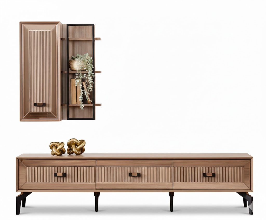 Xlmoebel Wohnwand Garnitur TV Schrank RTV Lowboard Wohnzimmer Regale, (2-St., RTV / Regale), Made in Europa