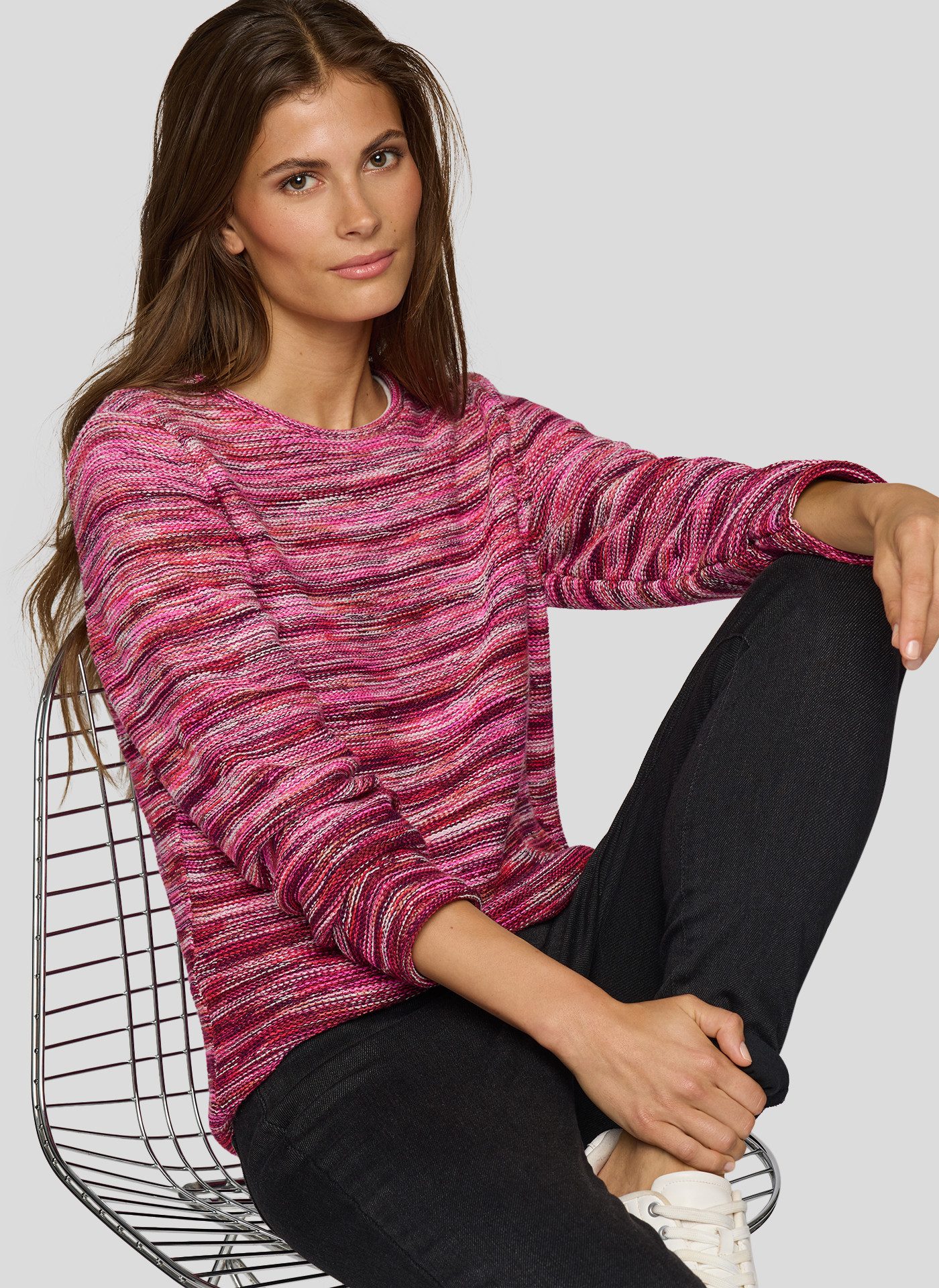 Rabe Rundhalspullover mit intarsien Print