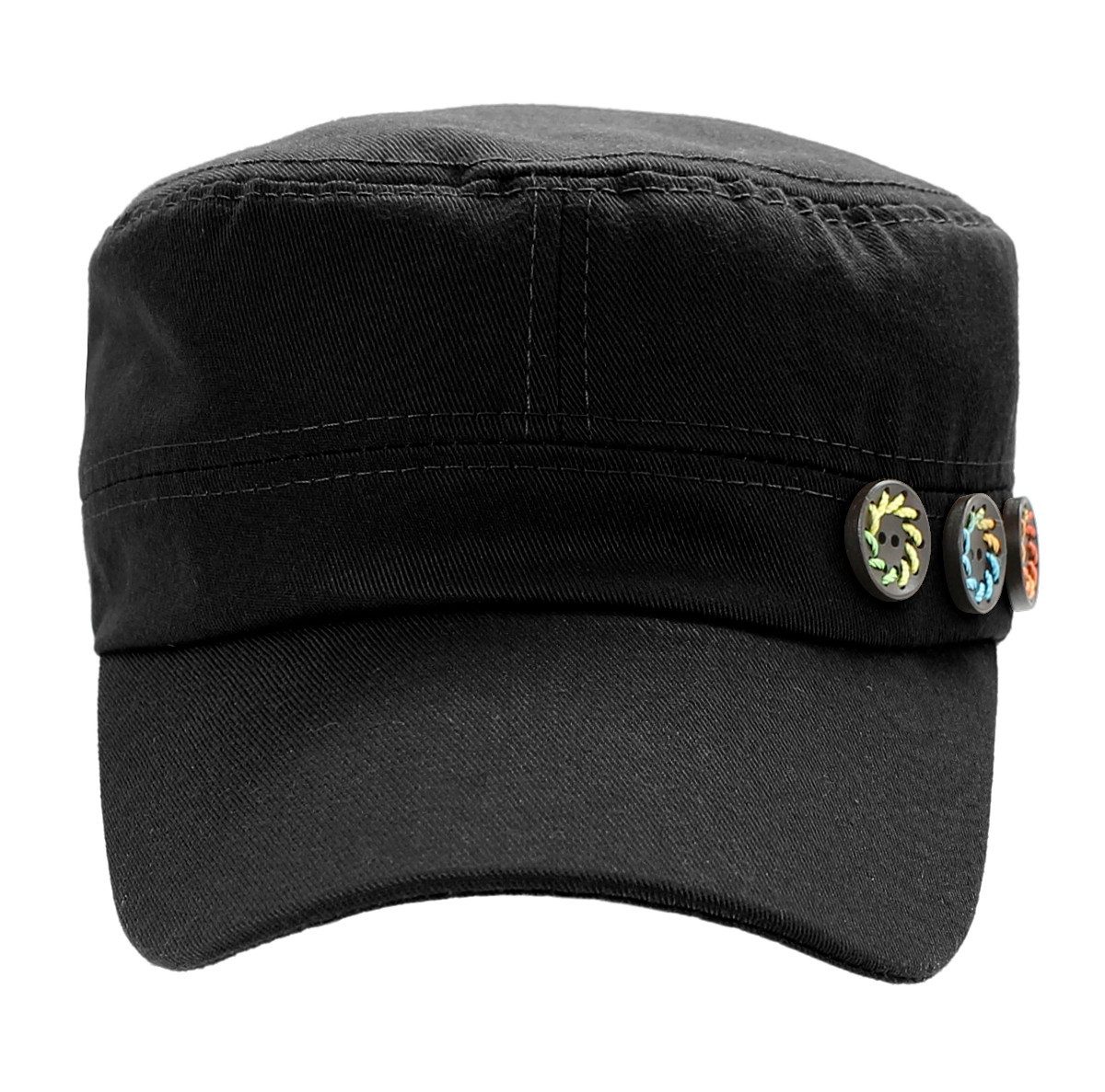 dy_mode Army Cap Army Cap Unifarbe Schirmmütze Herren Mütze Damen Kappe mit peppigen Holzknöpfen